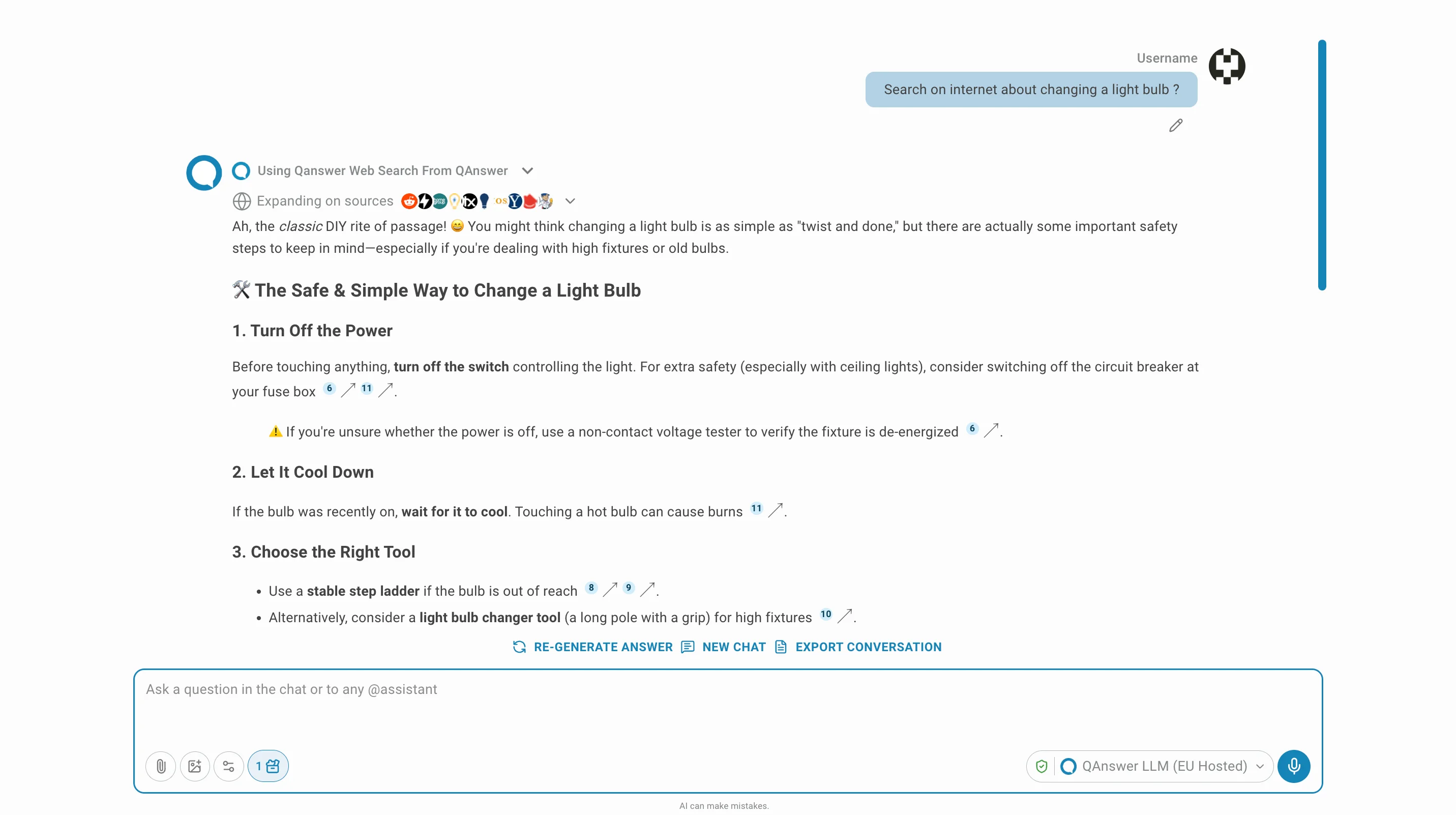 chatbot page with SearchWeb activated
