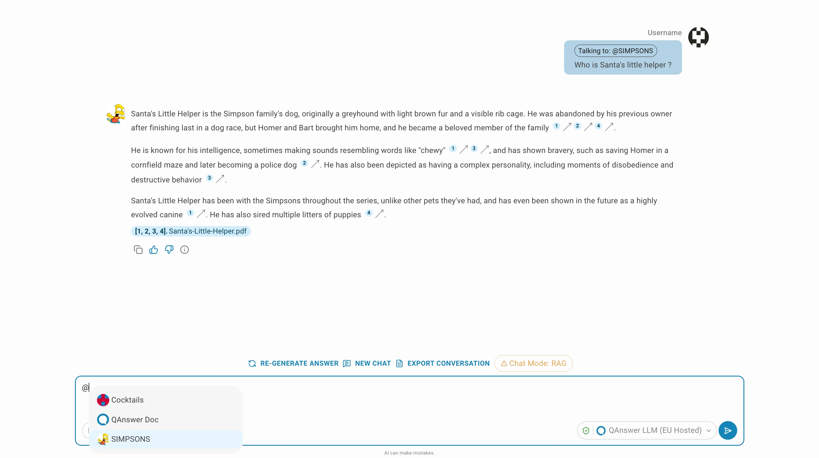 Chatbot page with AI Assistant tag