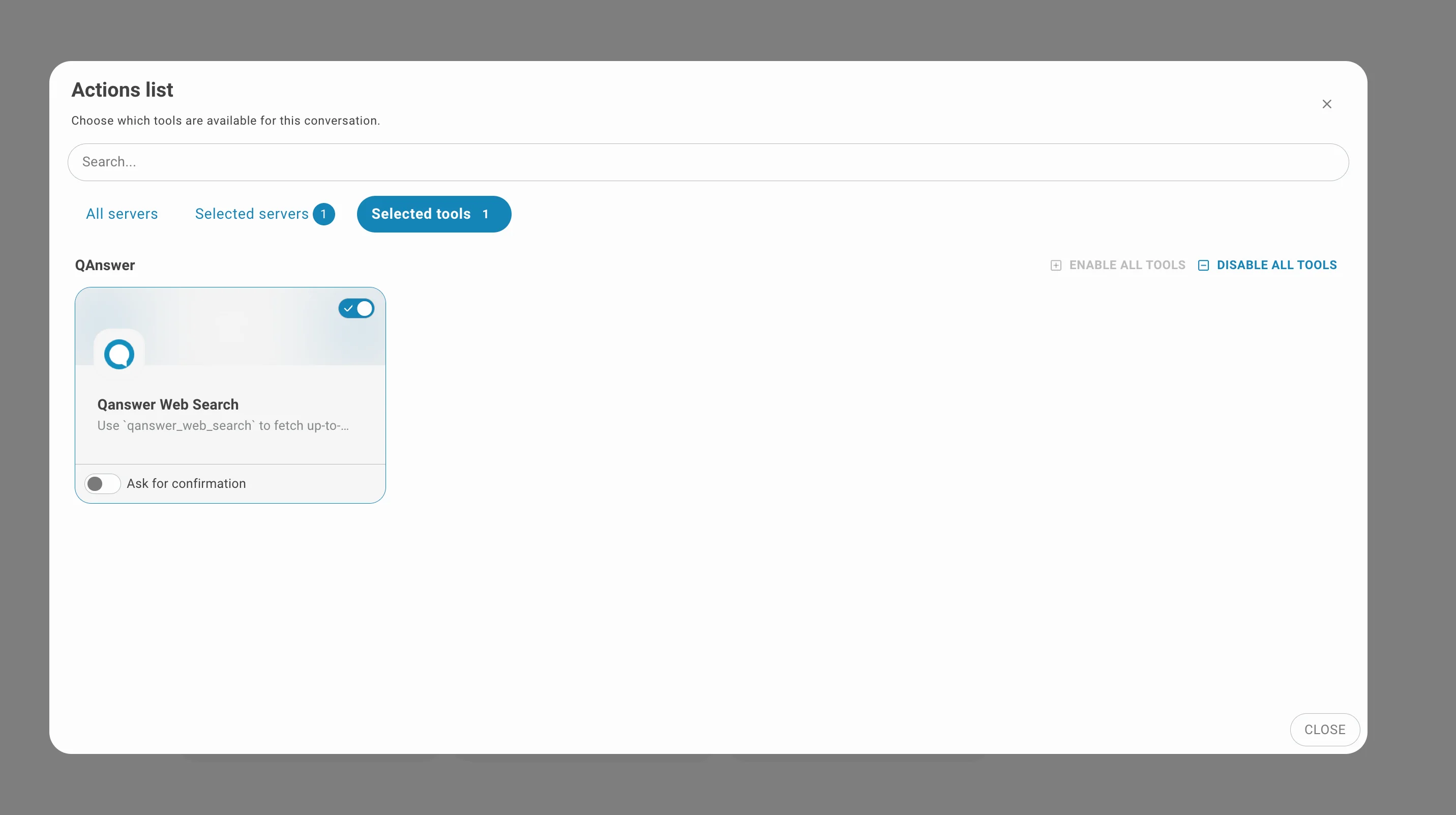 chat LLM actions list