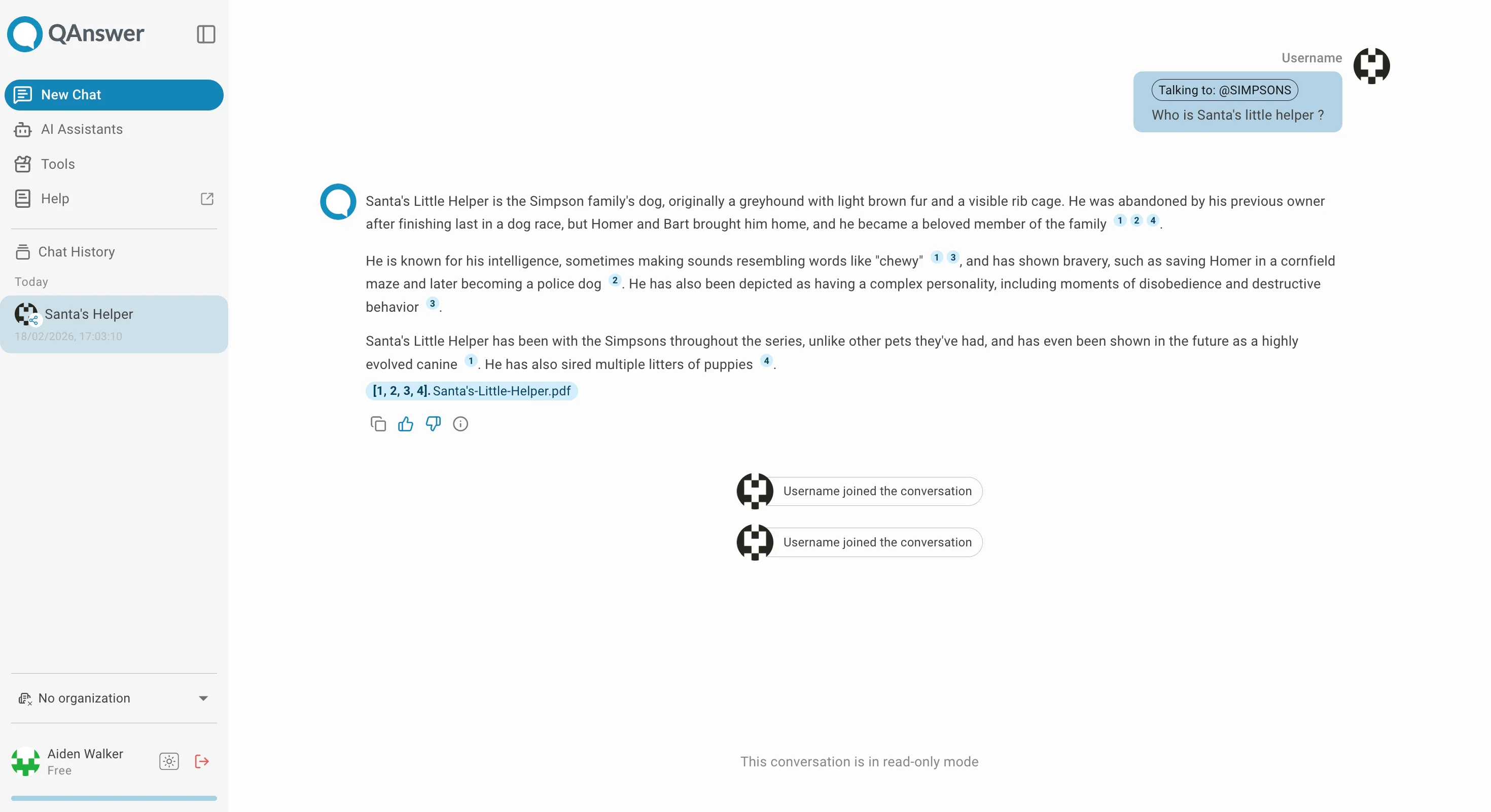 Conversation page share read only