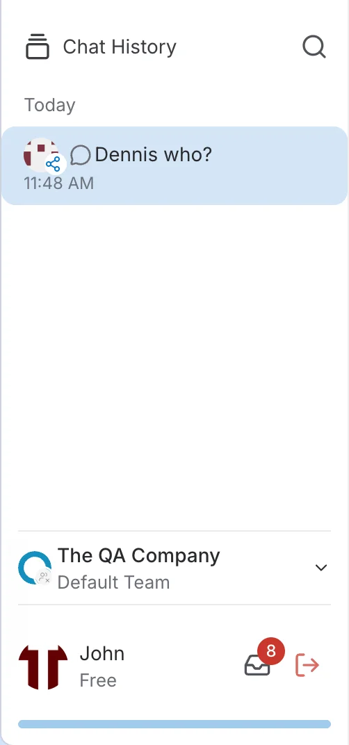 Chatbot page share result