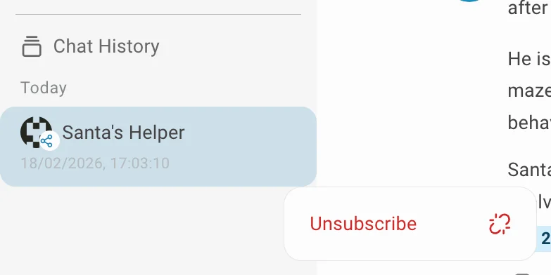 Conversation page share unsubscribe