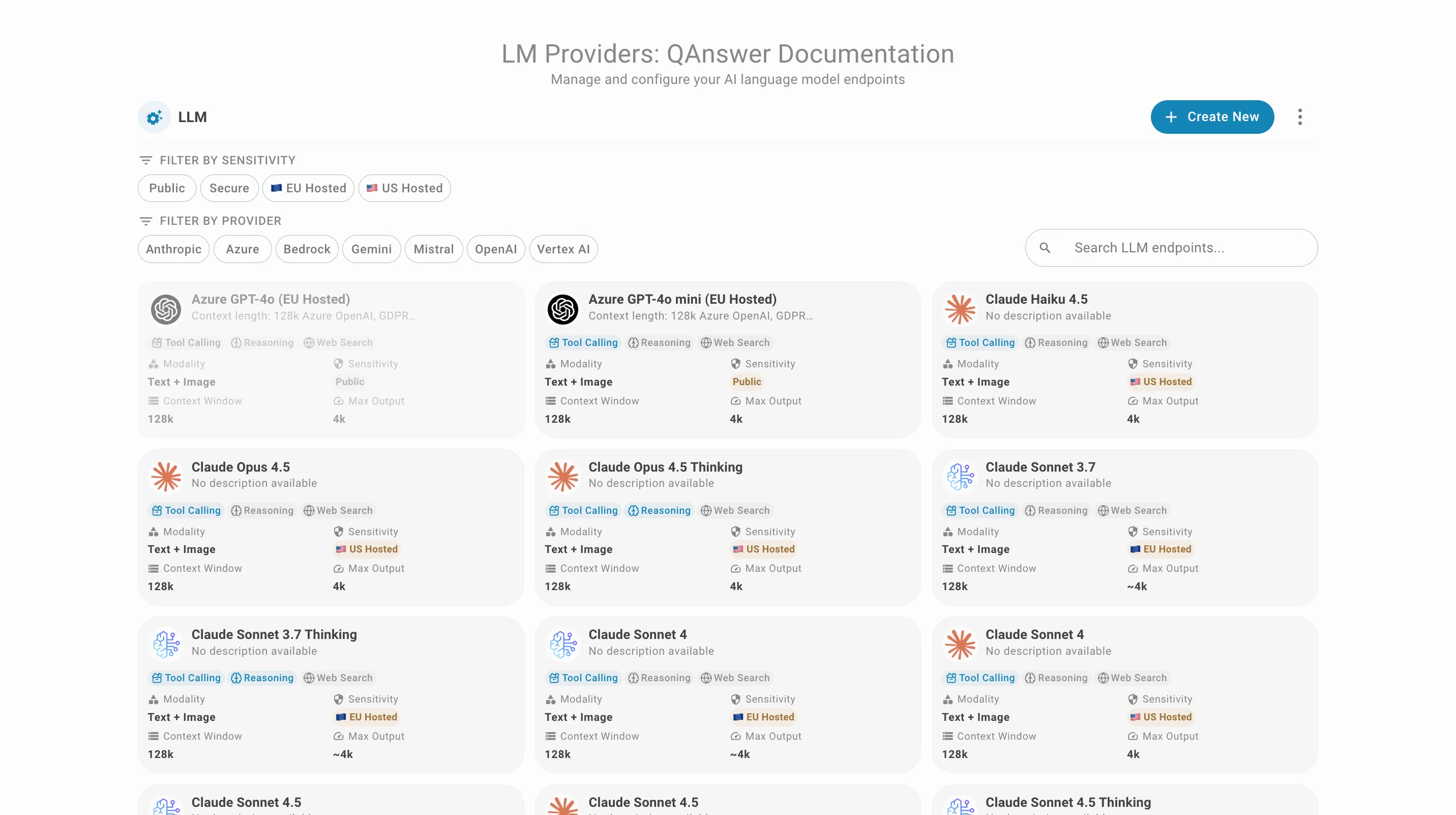 LLM Models Menu
