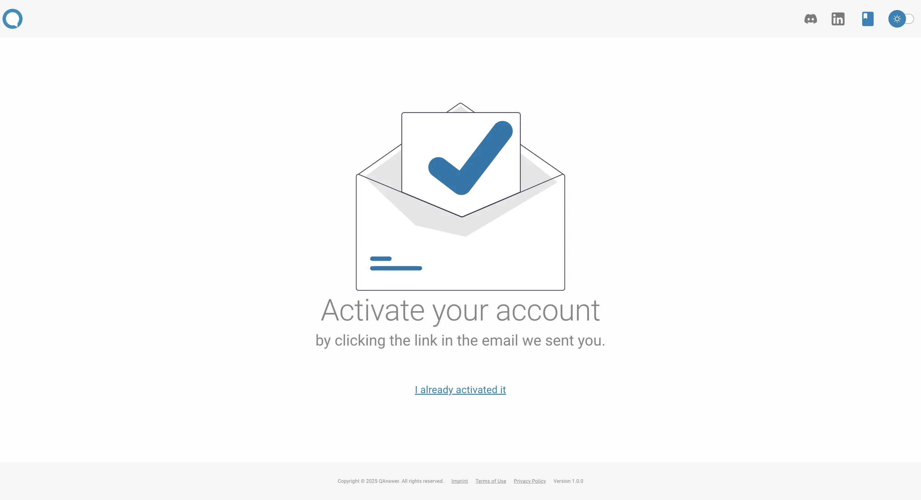 Account activation email