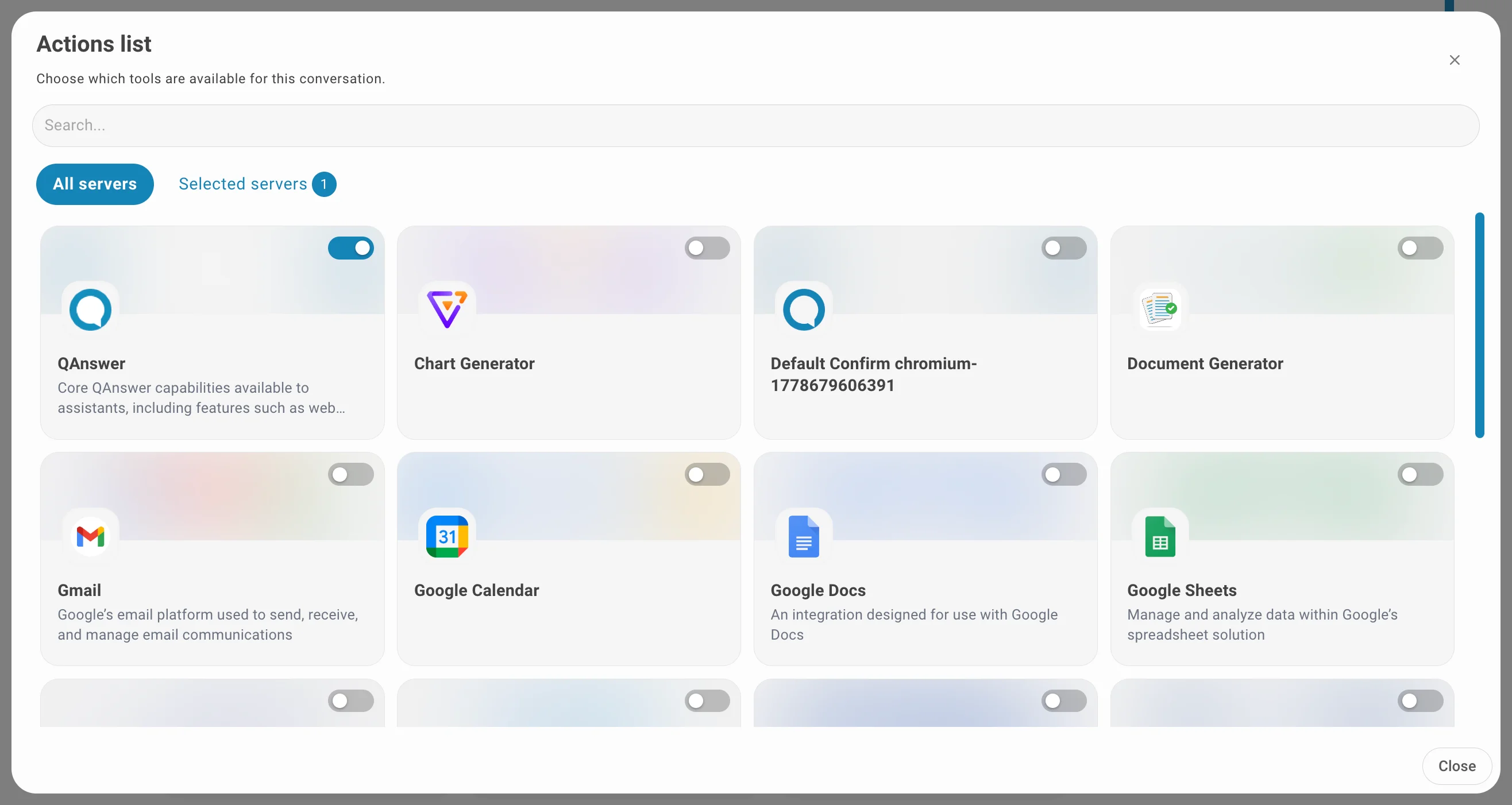MCP tool list