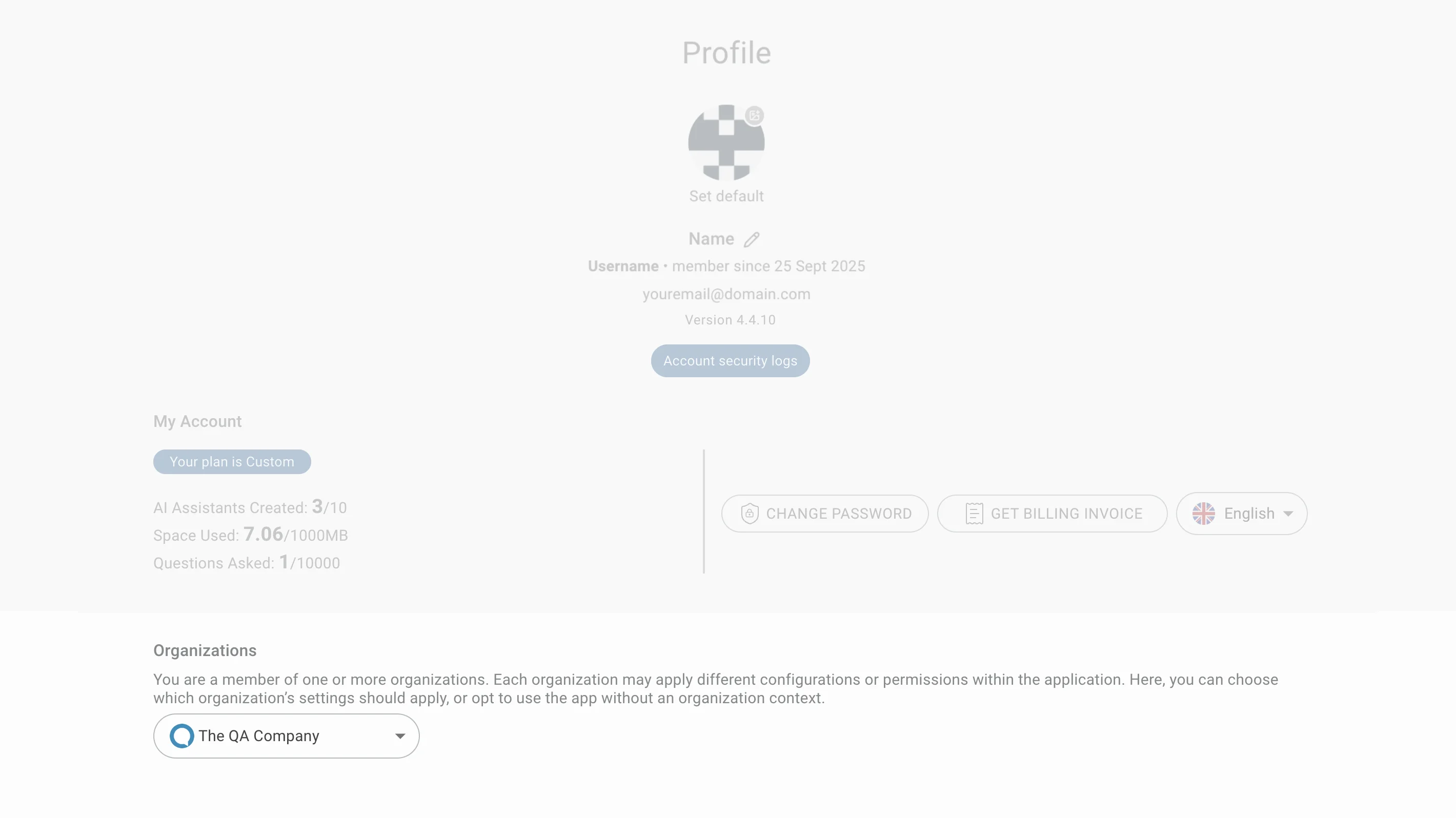 profile page