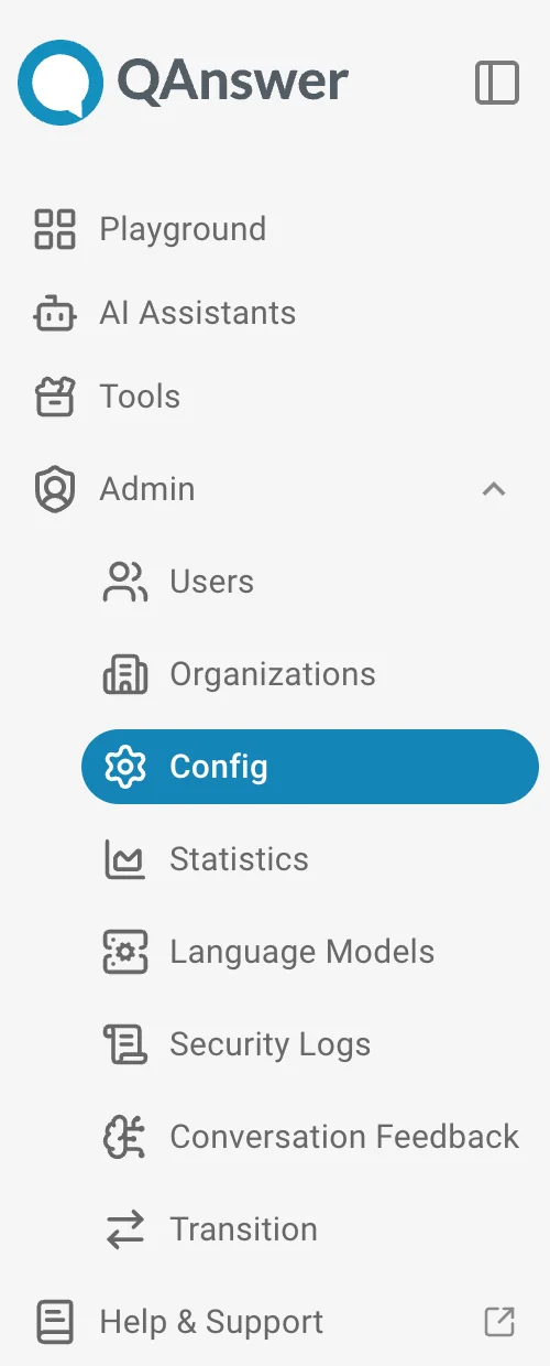 admin navbar config