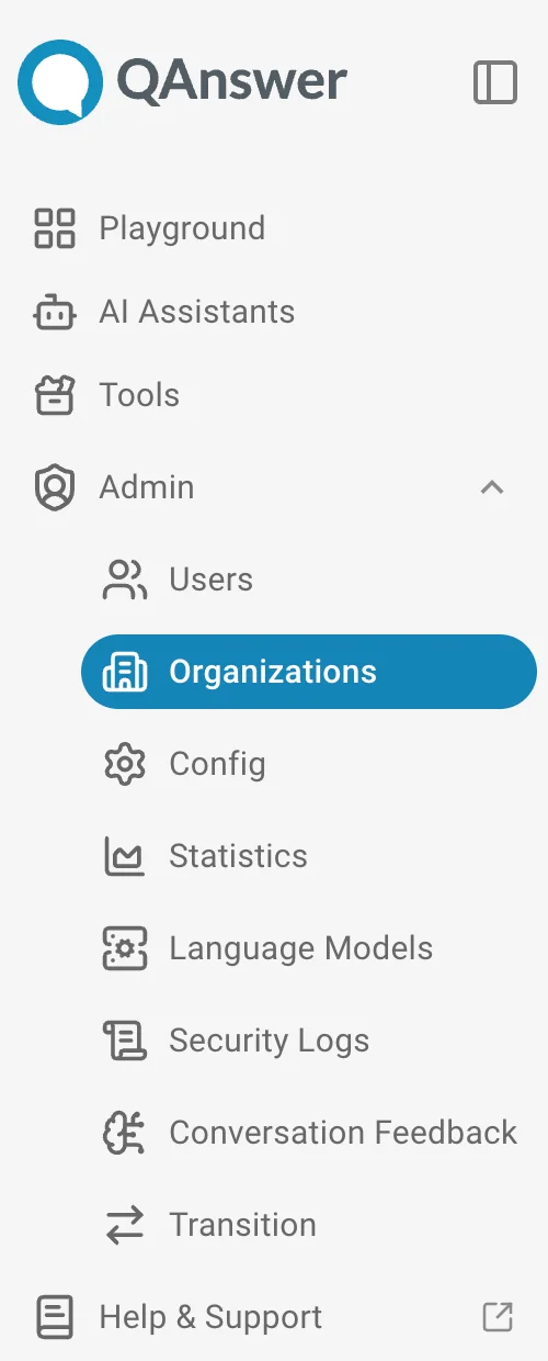 admin navbar organization