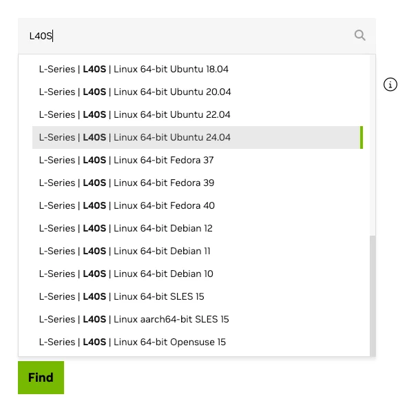 NVIDIA dropdown list