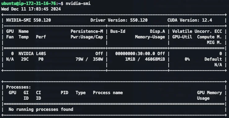 nvidia-smi output