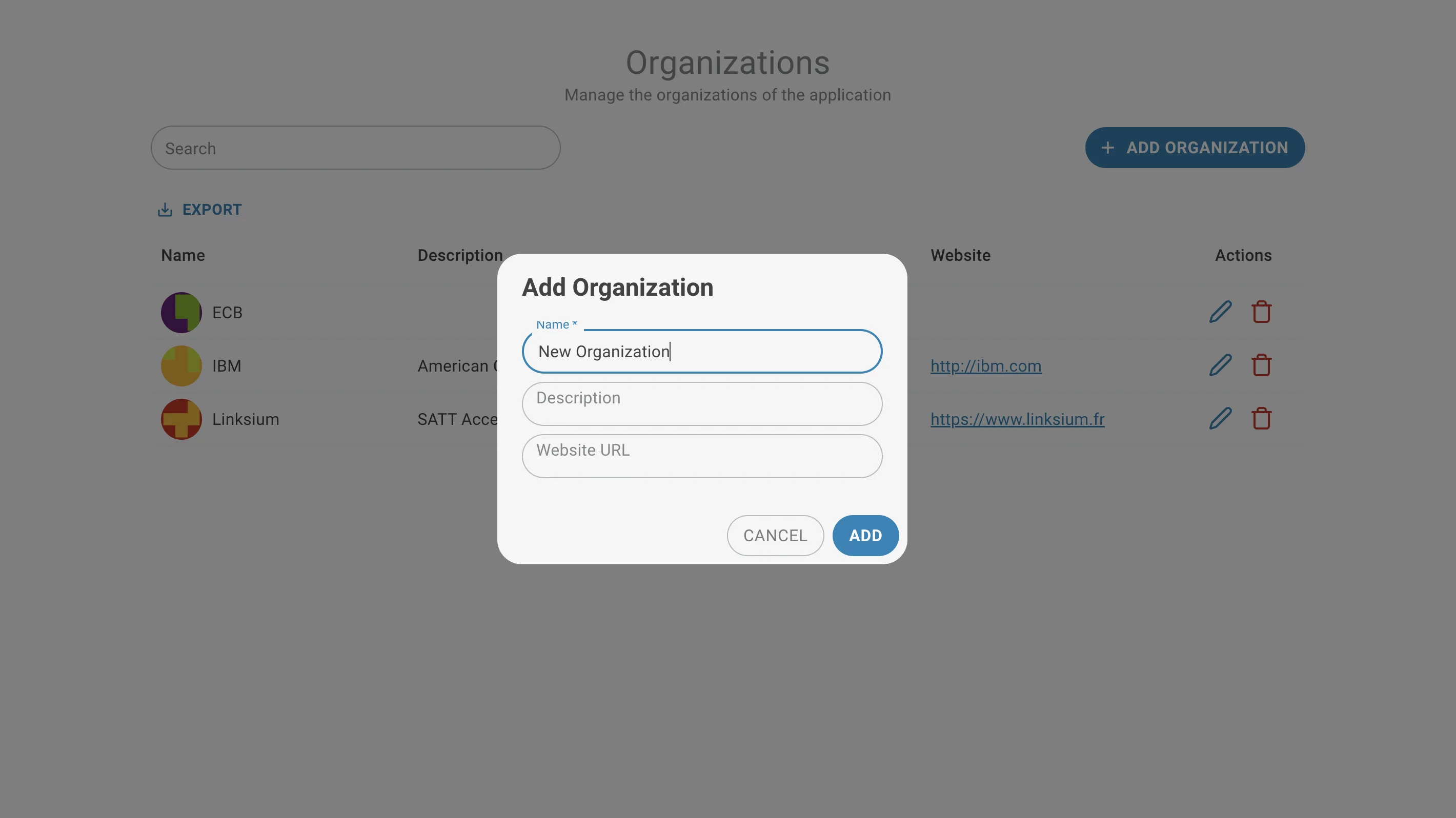 Add Organization