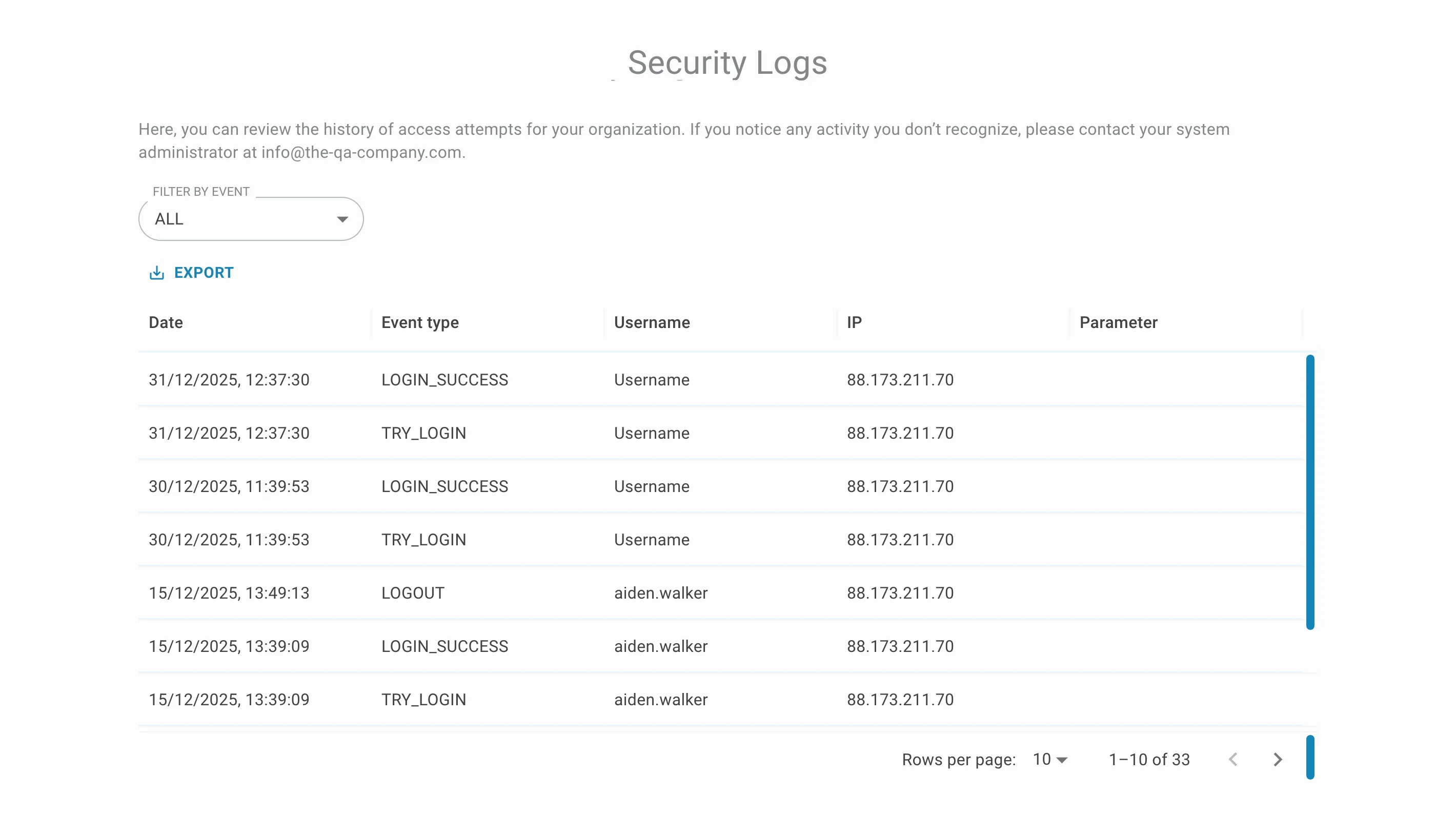 admin security logs