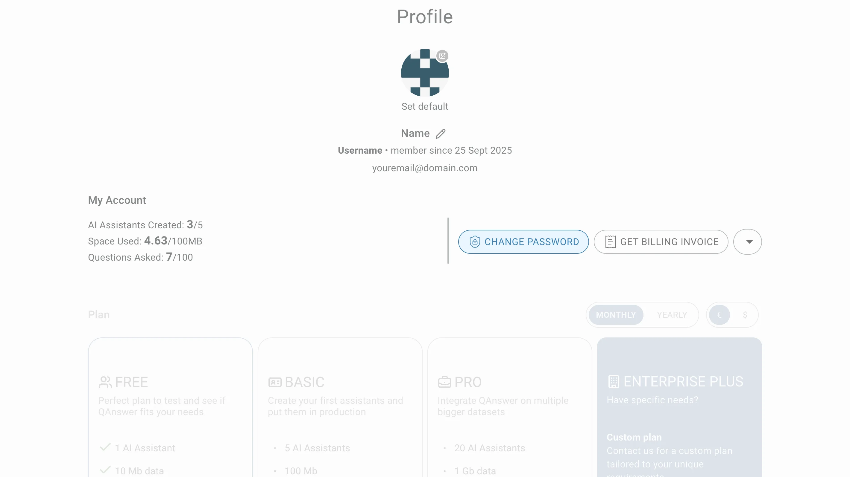 profile page