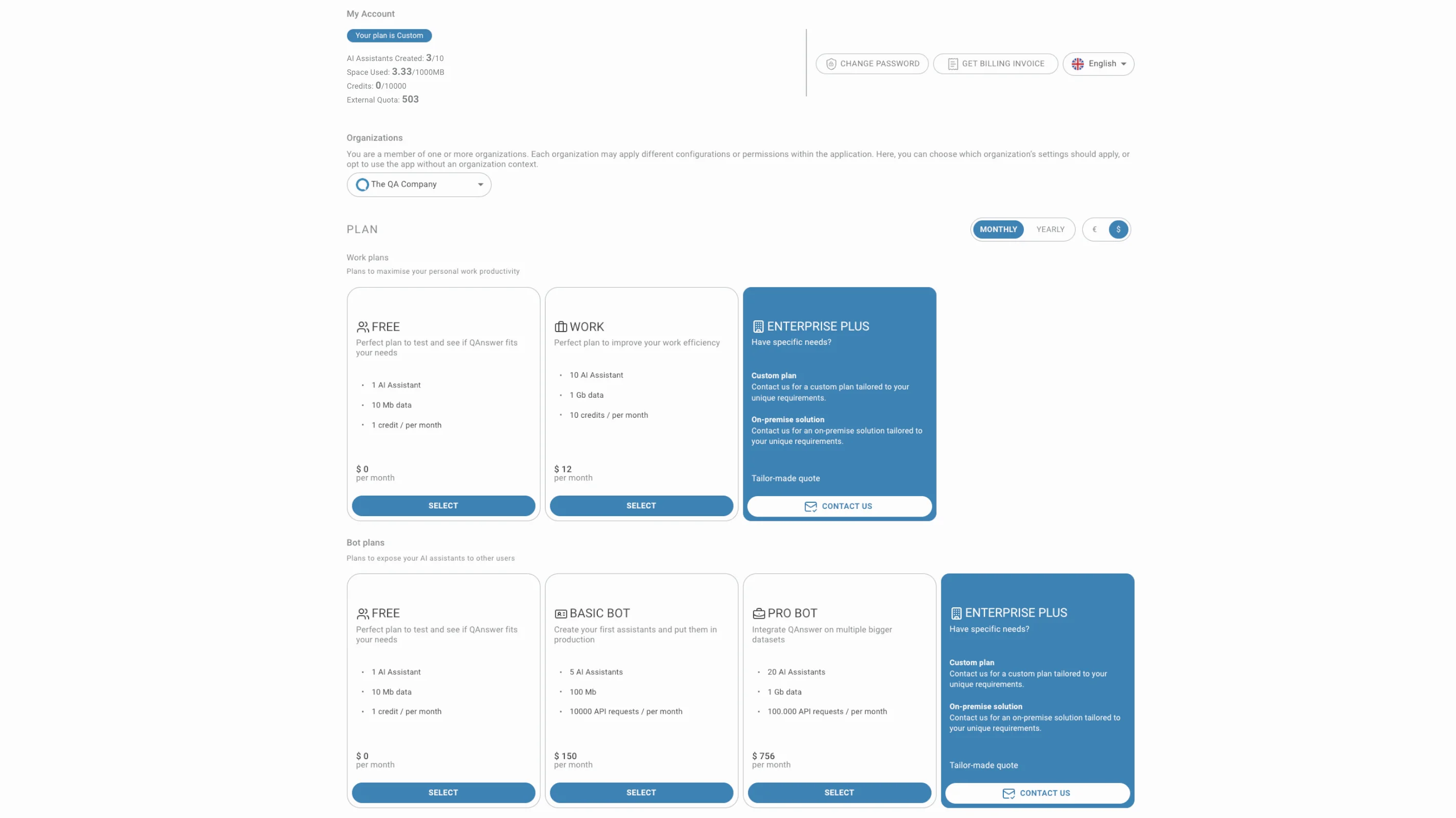 profile page
