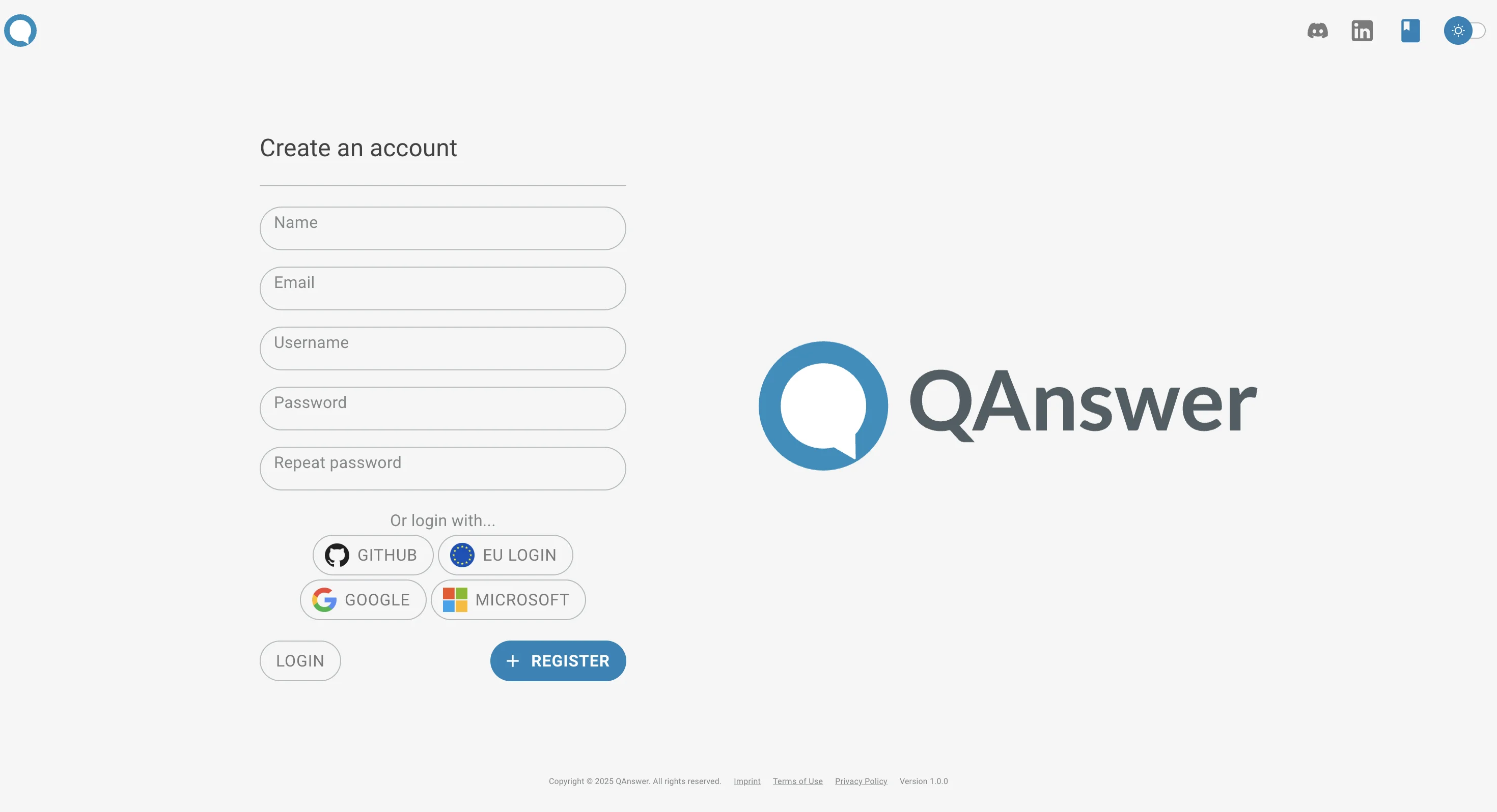 Registration form