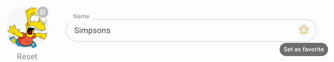 Favorite in settings