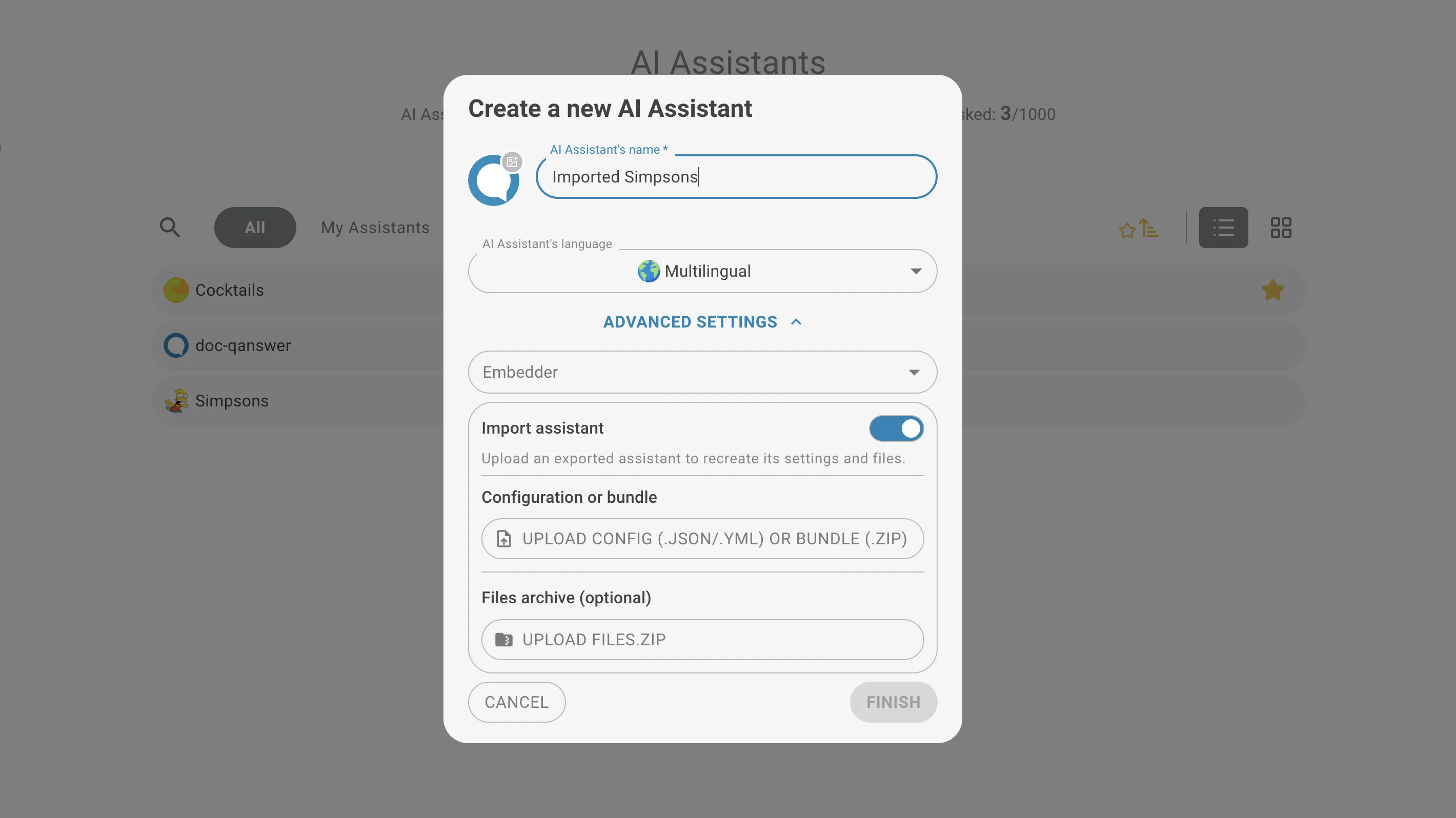 Import assistant