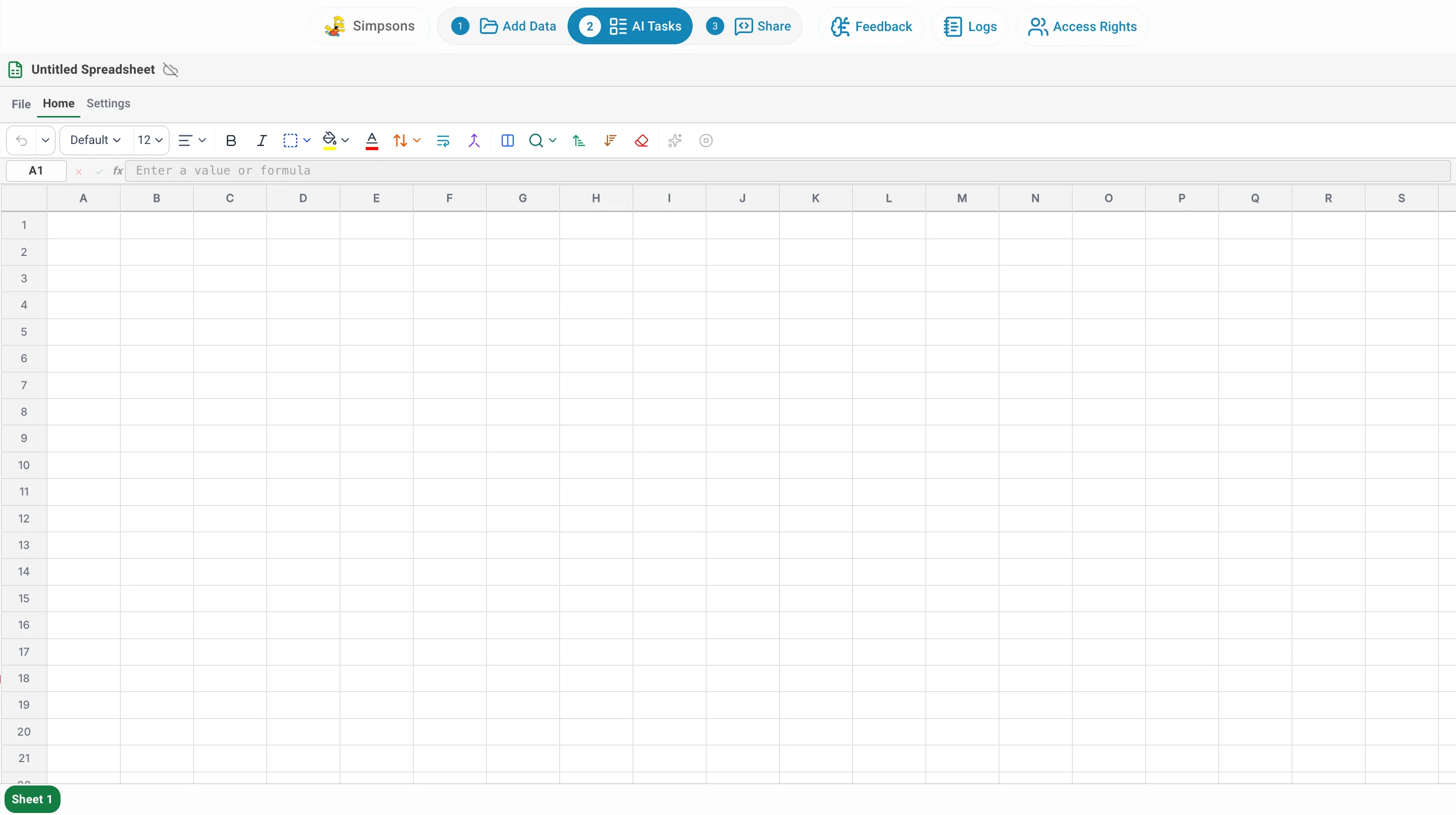 AI Spreadsheet empty