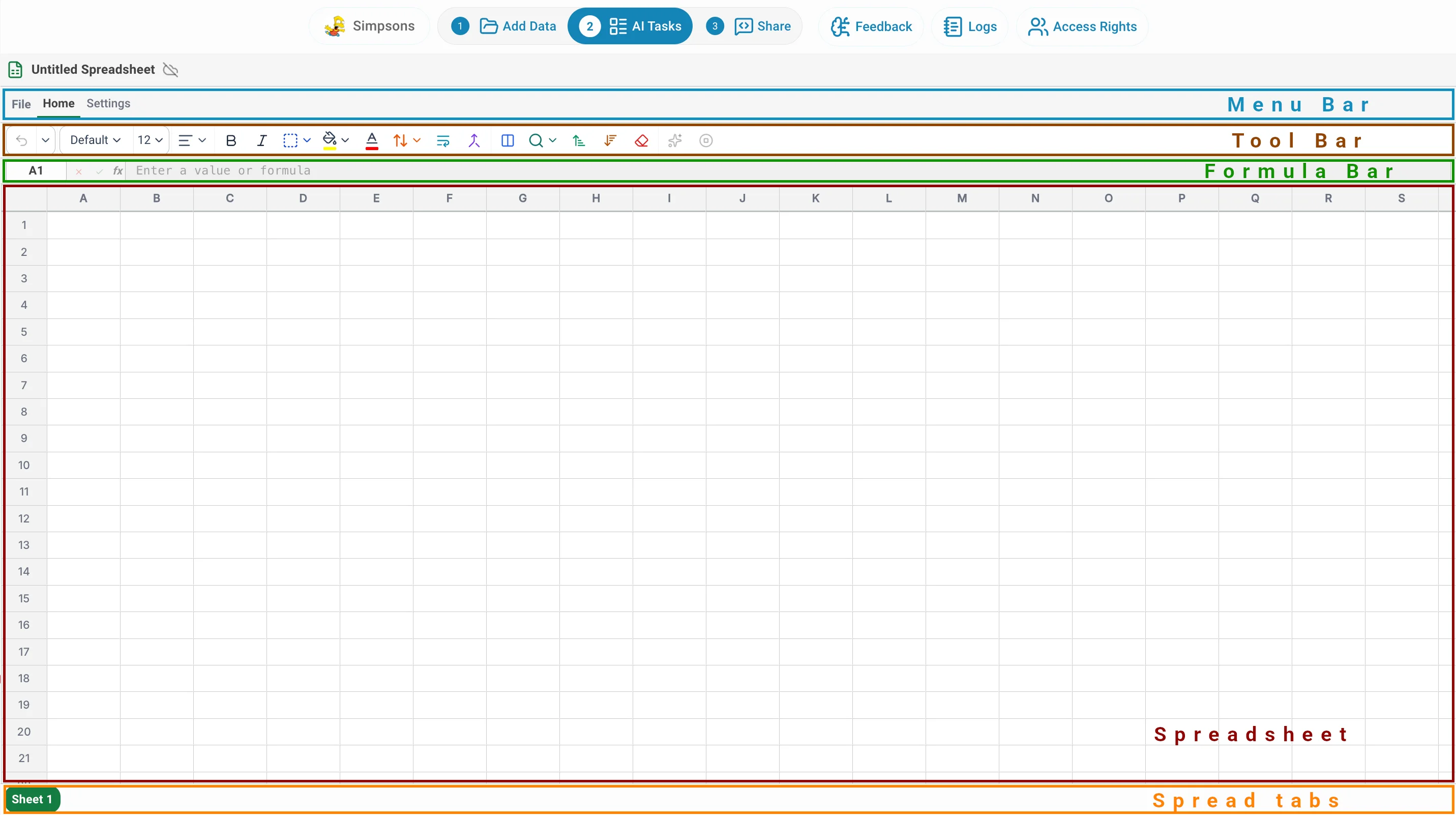 AI Spreadsheet interface overview