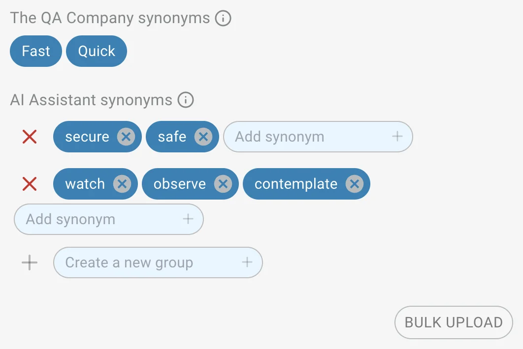 AI Task synonyms add group