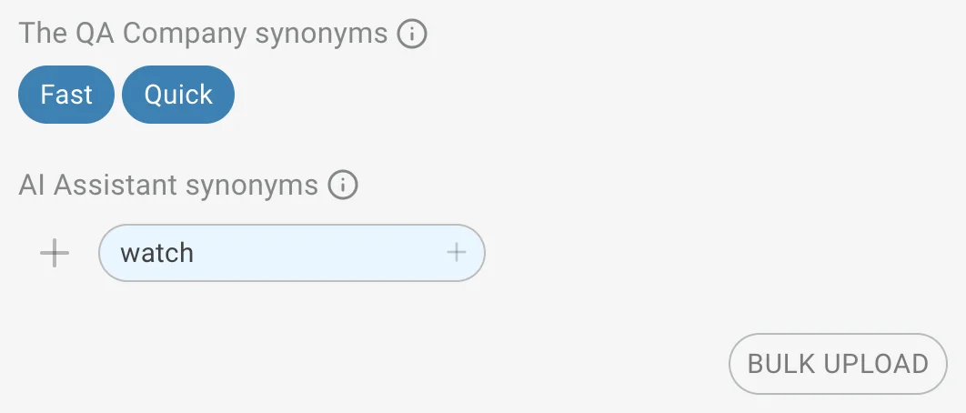 AI Task synonyms input filled