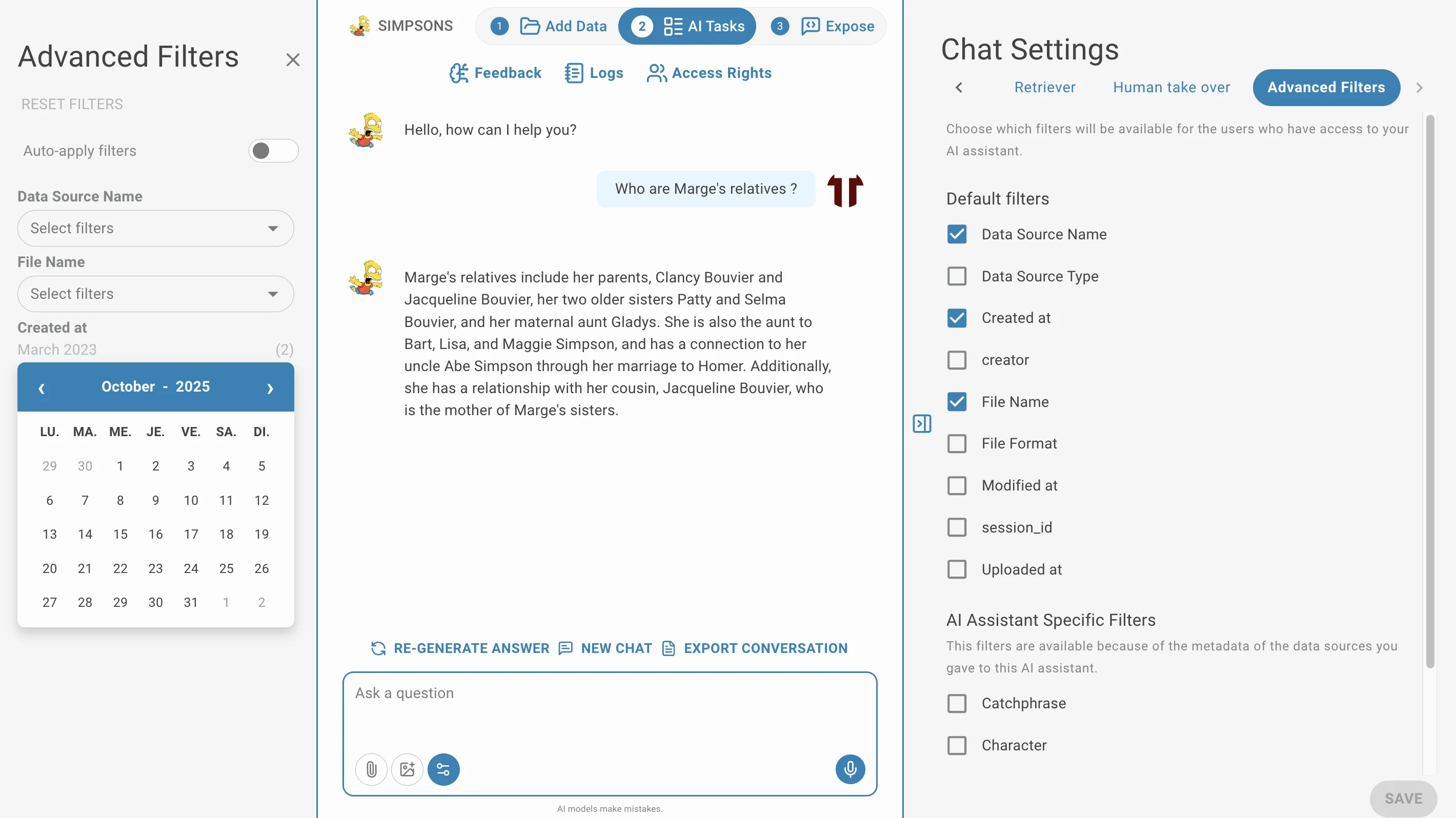 AI Task Advanced Filters