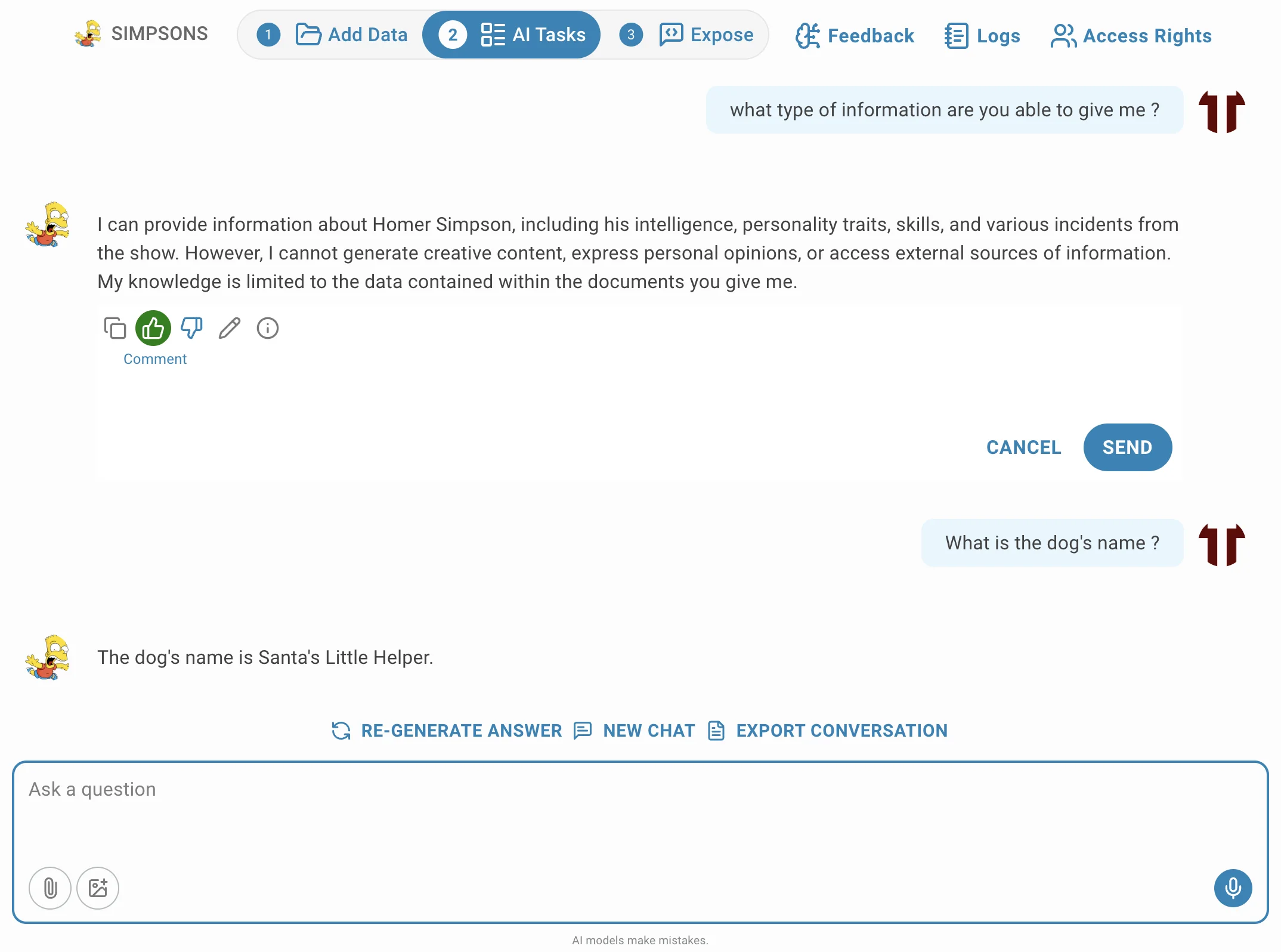 chat give positive feedback