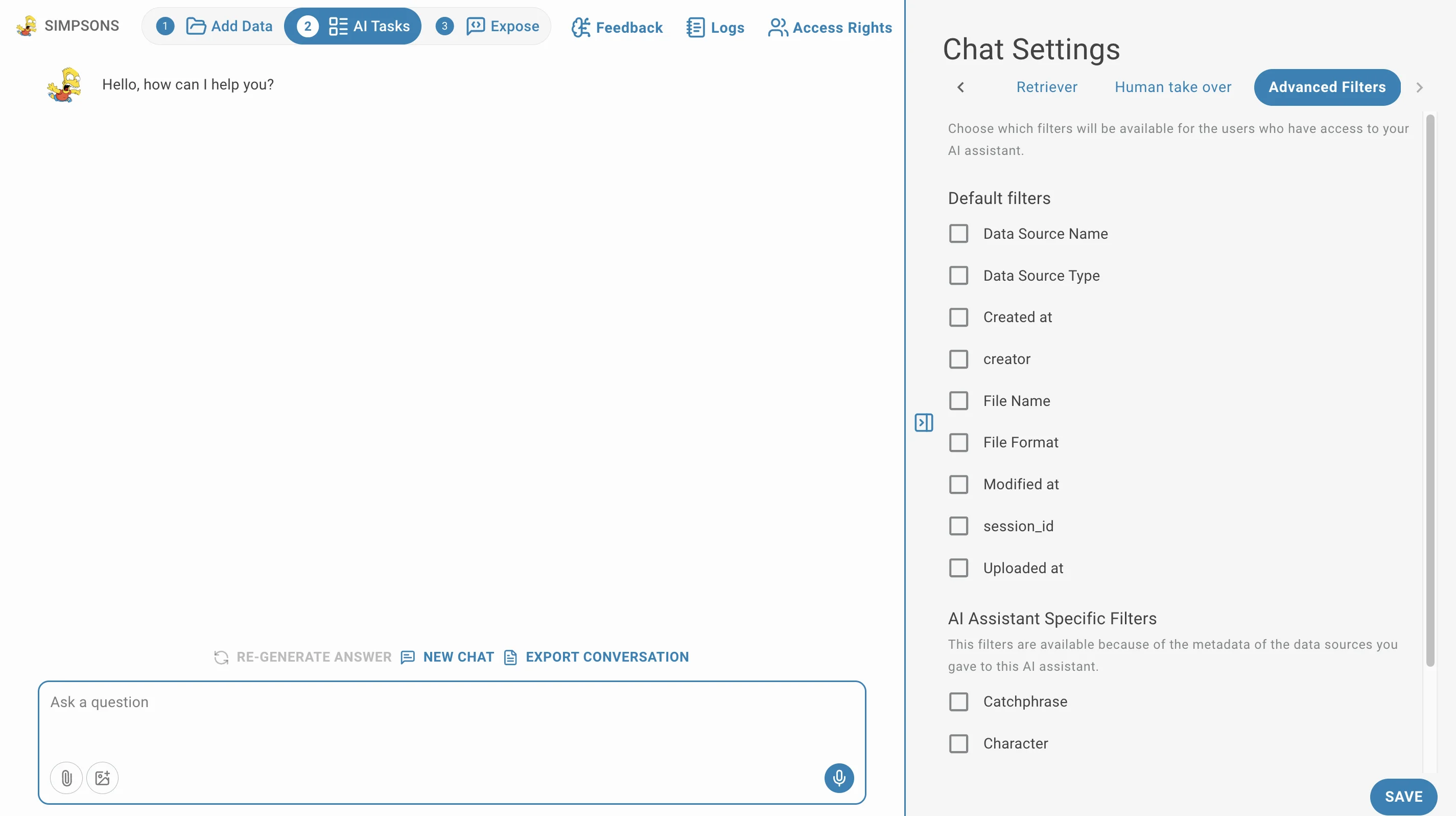 search pages settings Advanced Filters