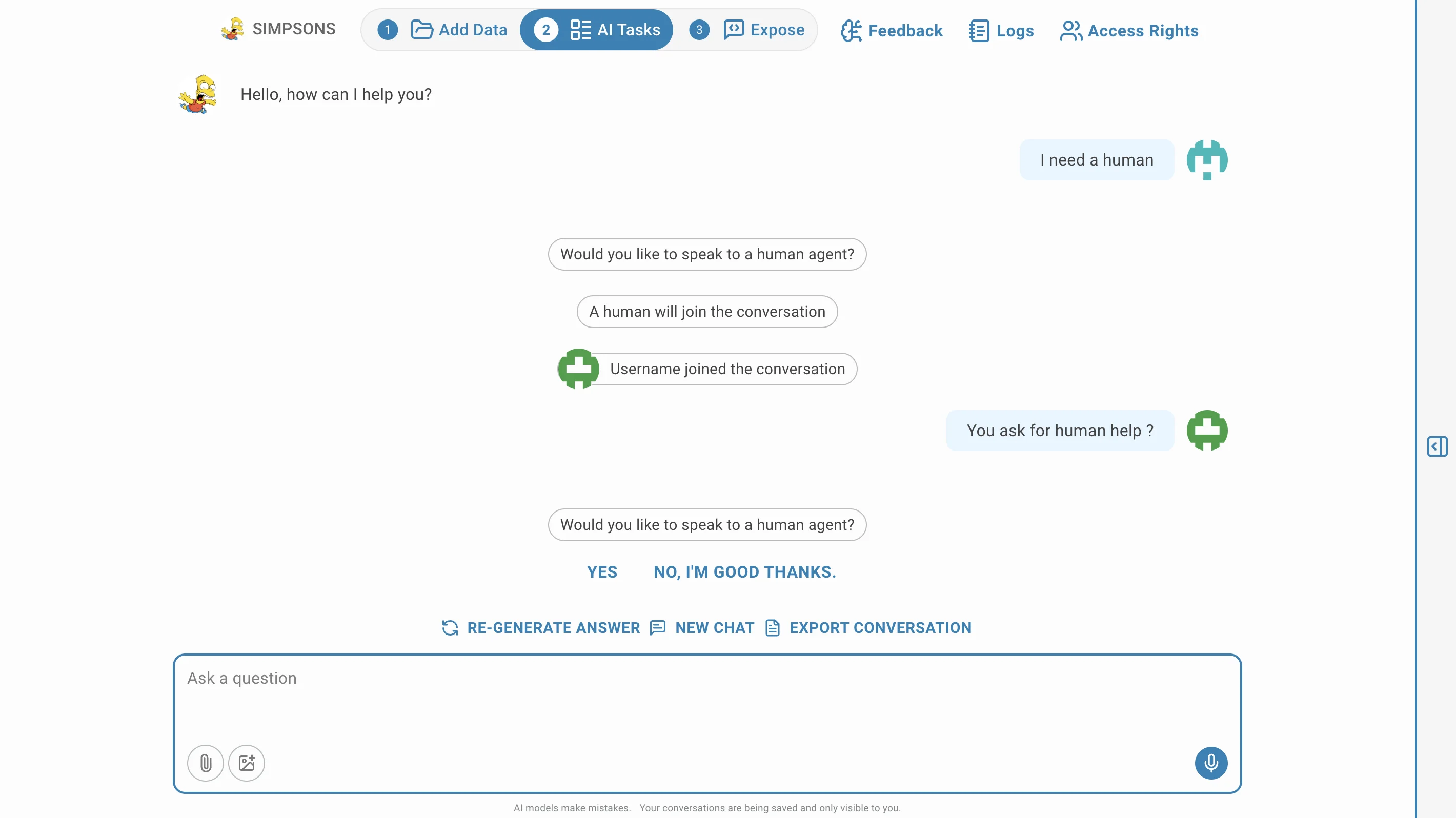 Human Takeover Chat