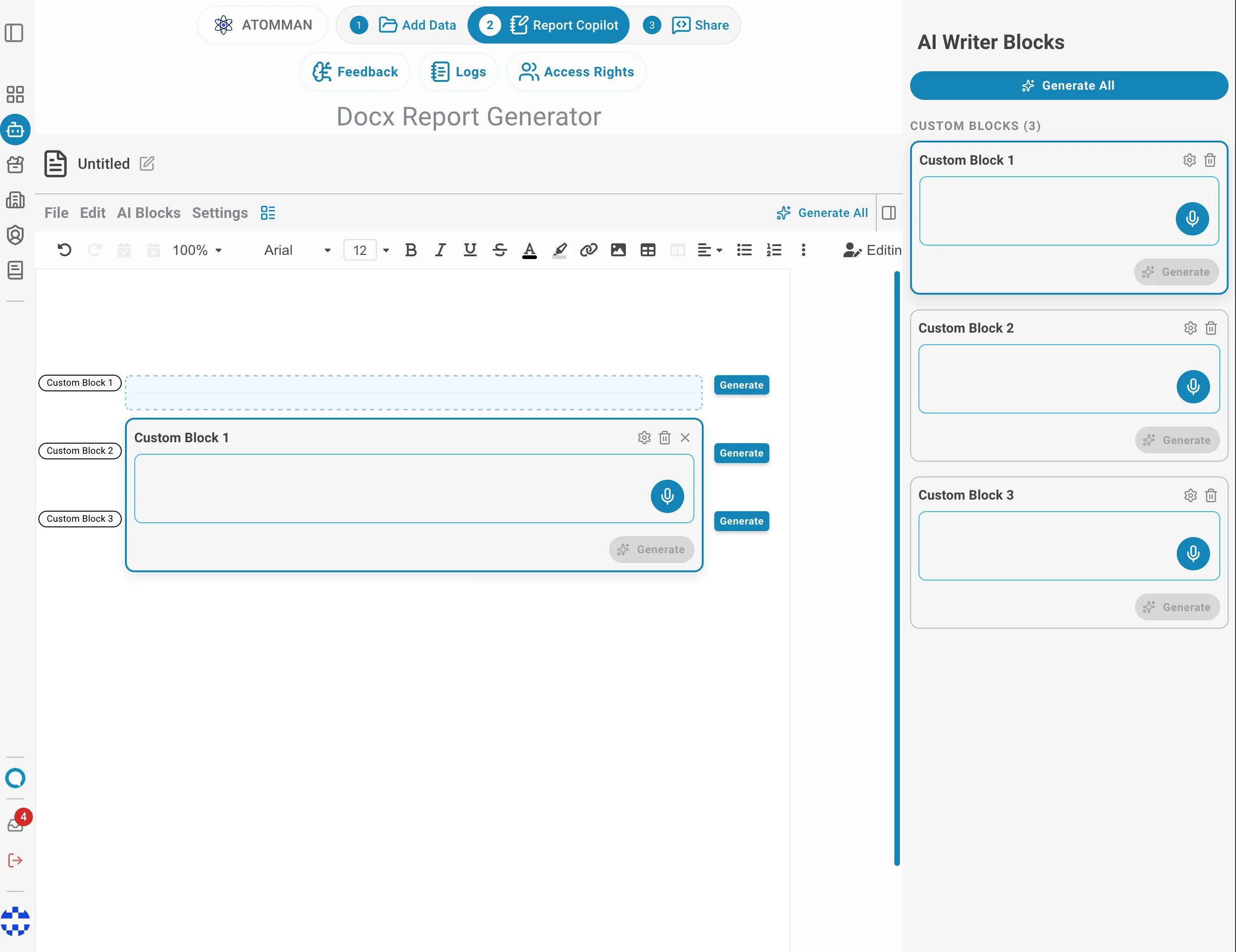 Report Generator docx sections