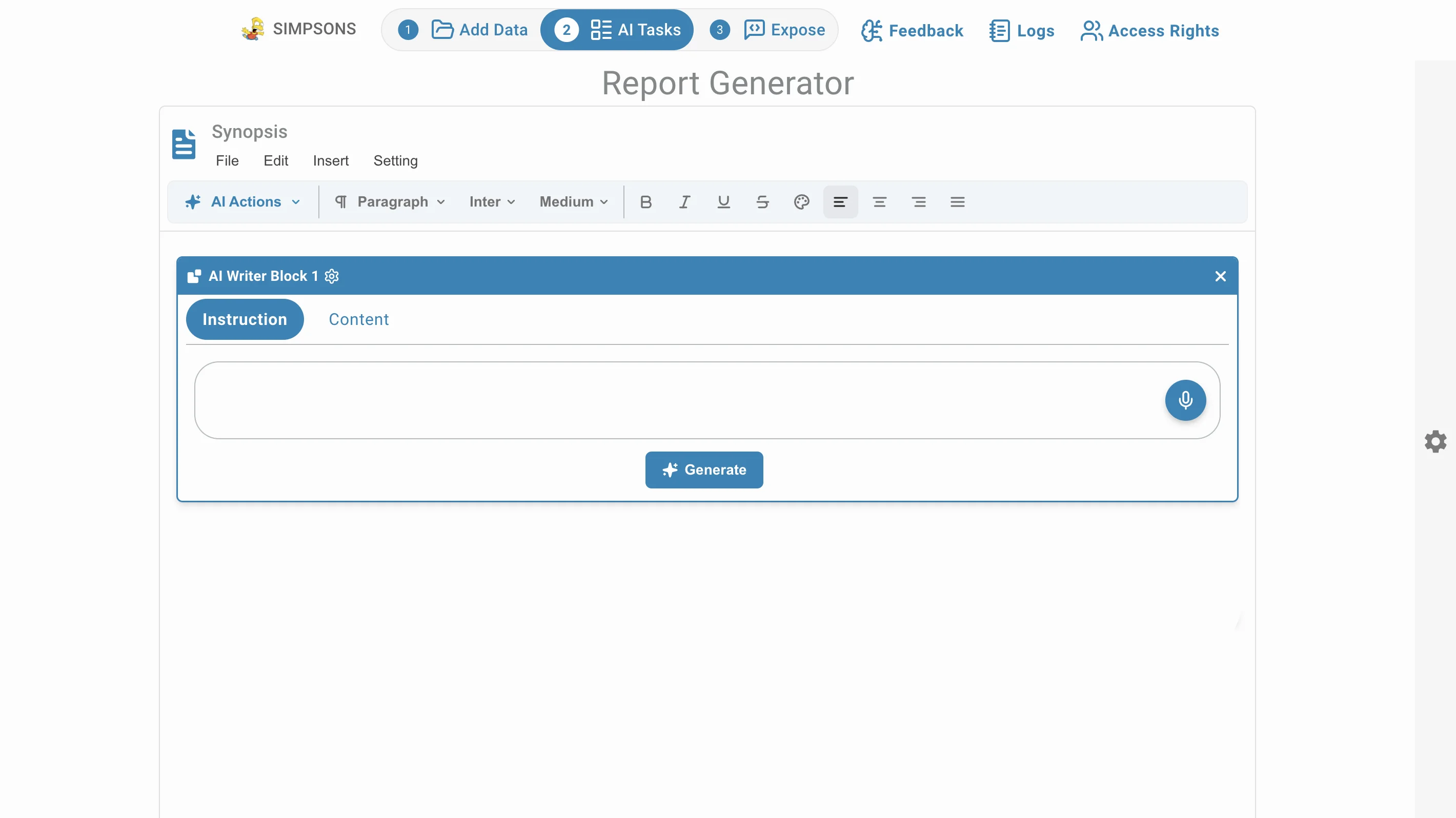 Report Generator AI bloc