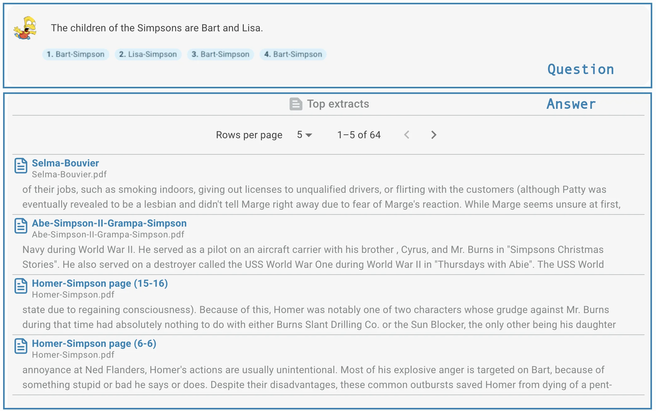 answer pages