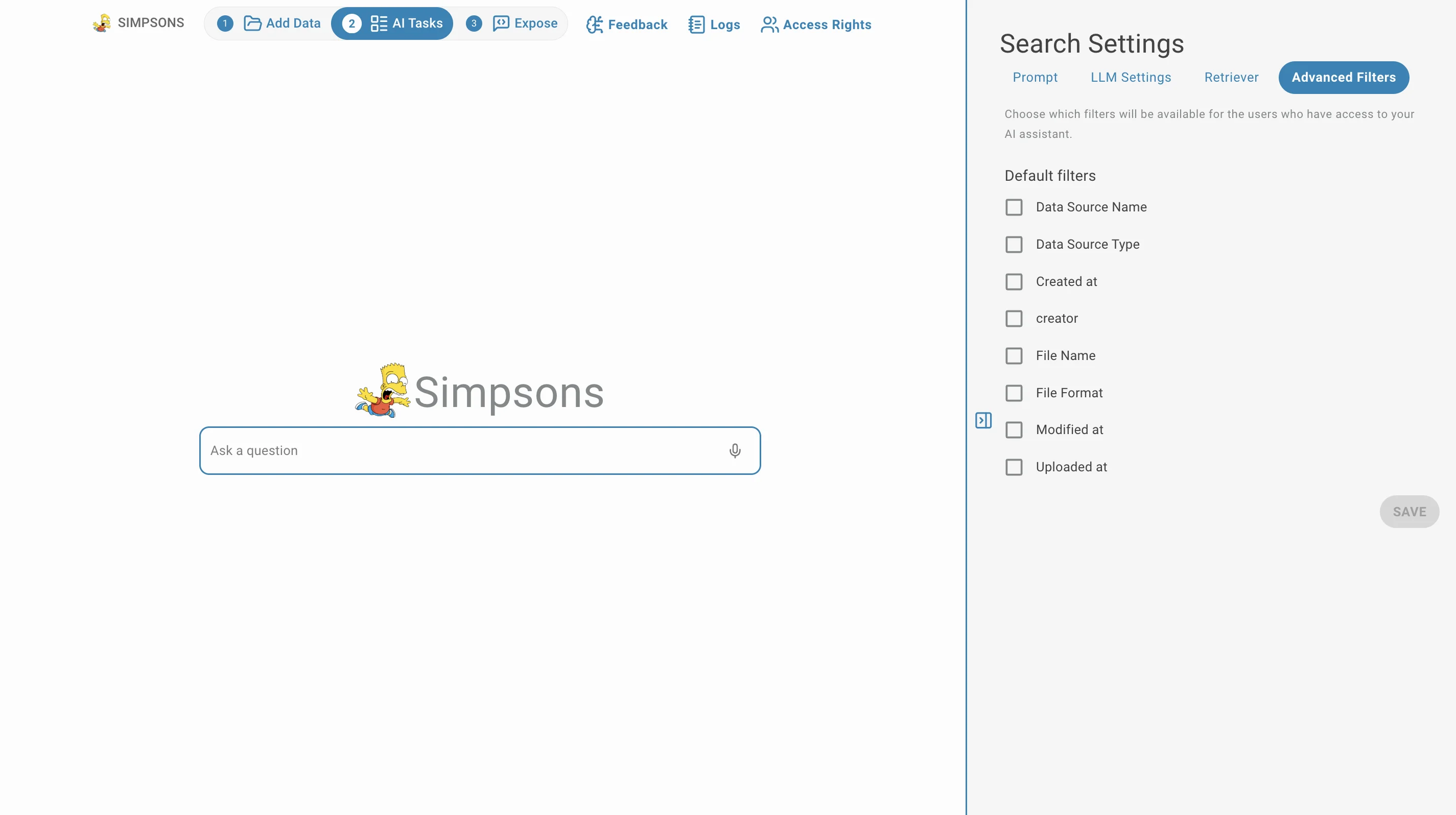 search pages settings Advanced Filters