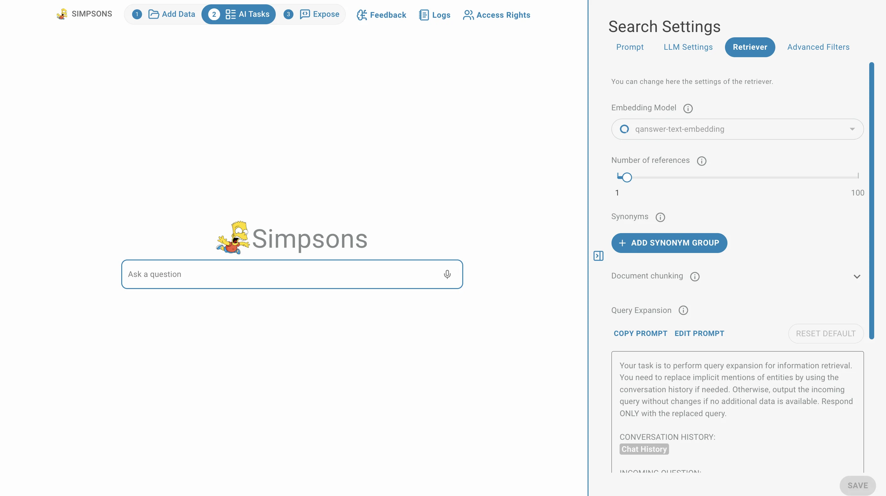 search pages settings Retriever