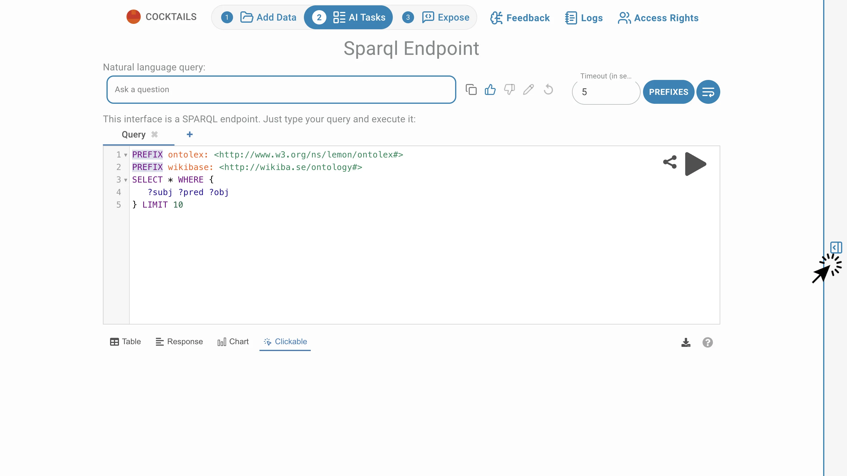 Sparql pages settings position