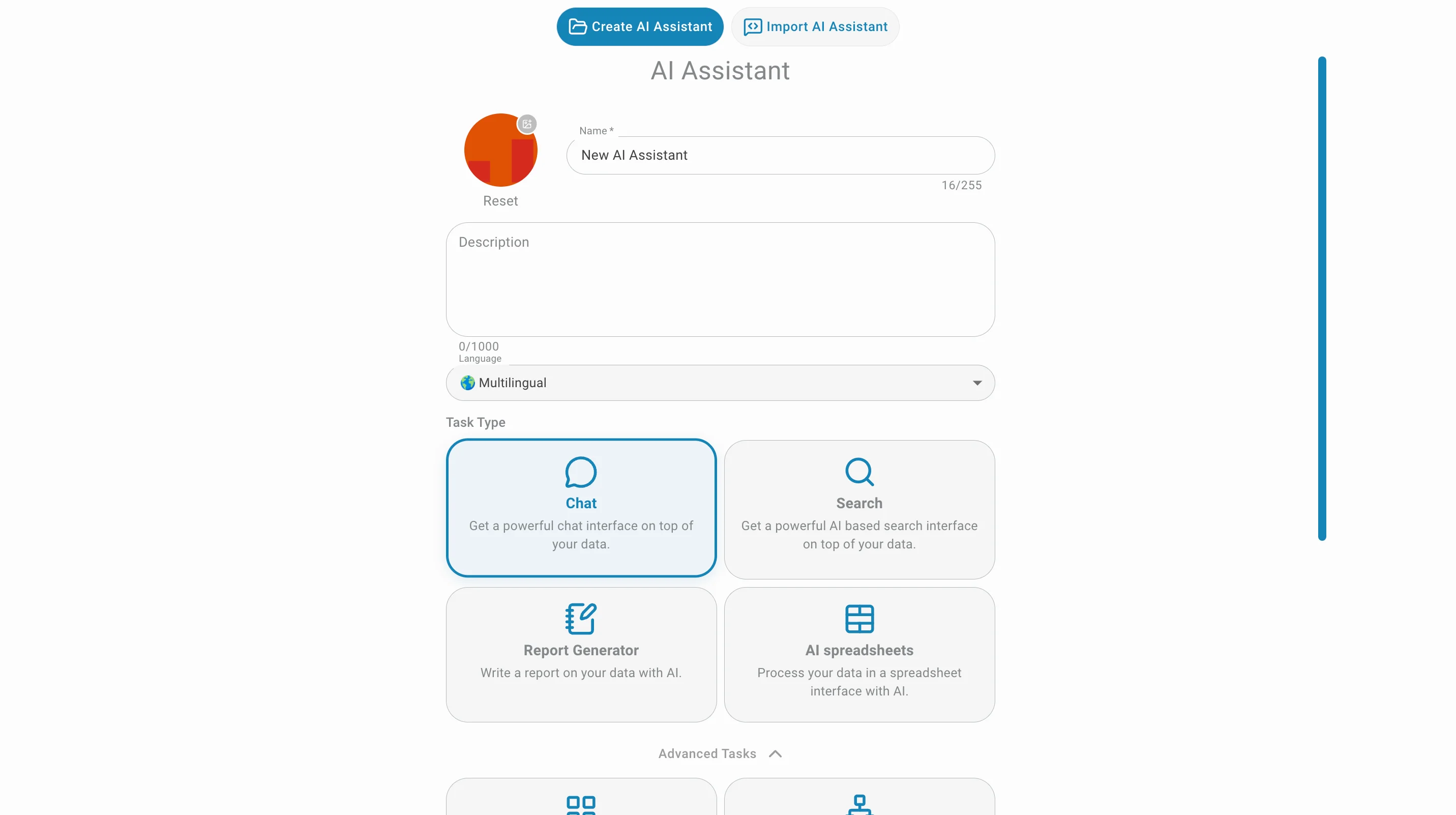 AI Assistant create button