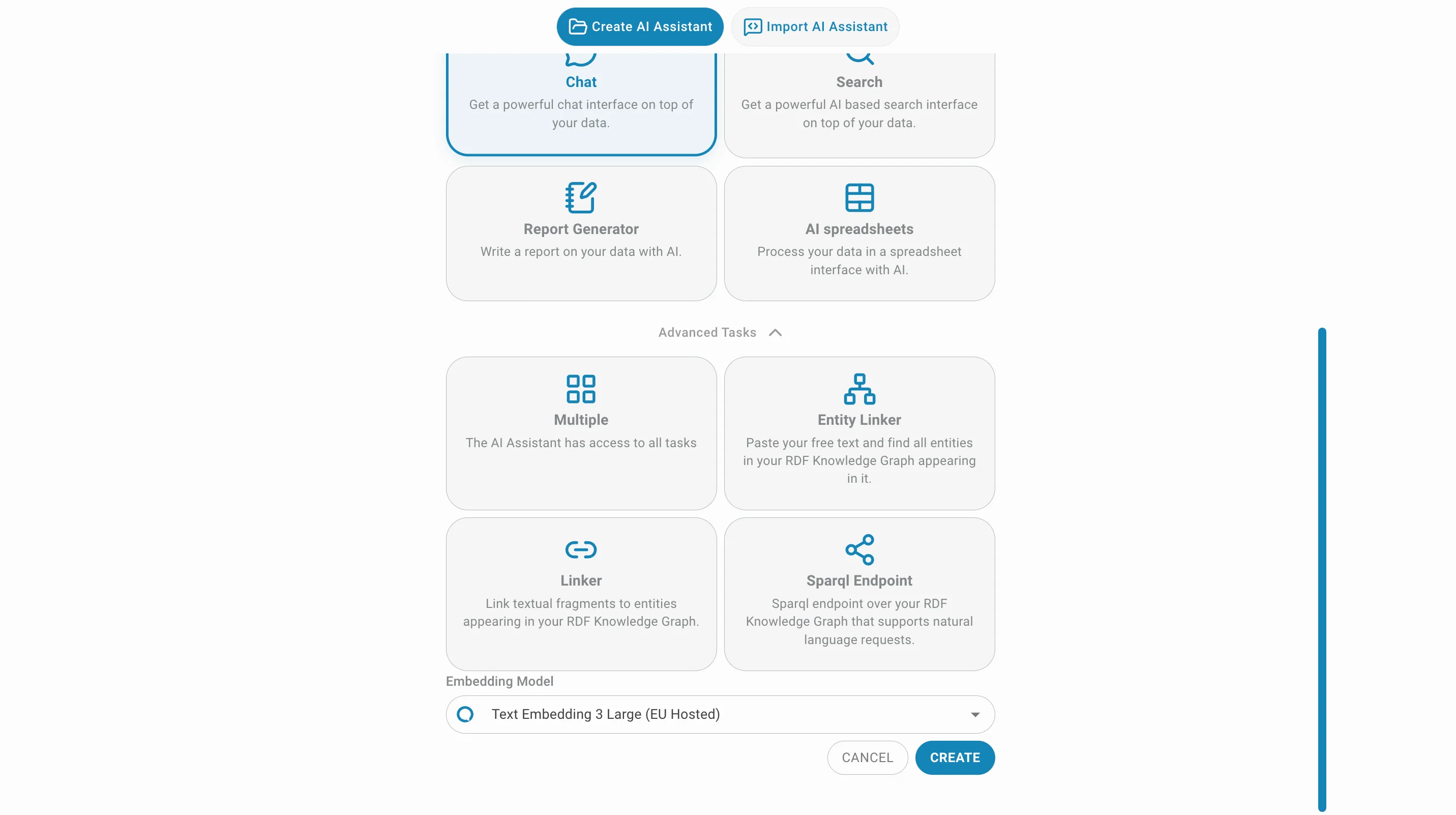 AI Assistant create button