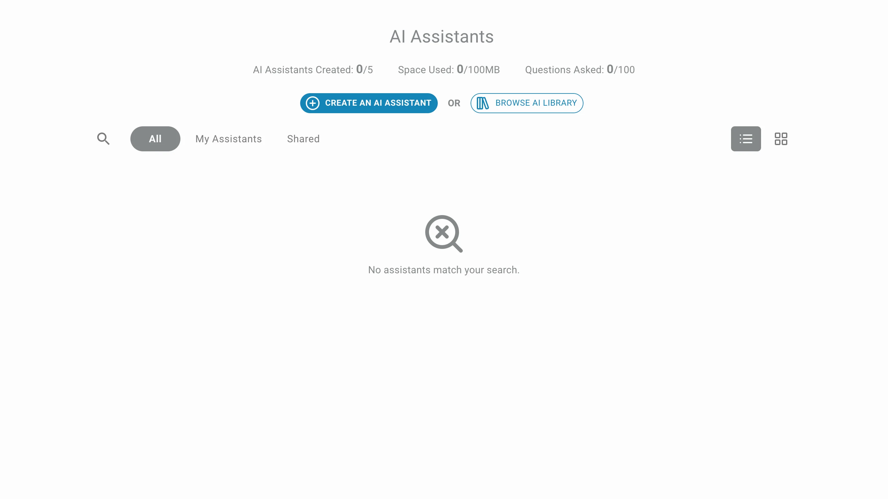 AI Assistant empty list
