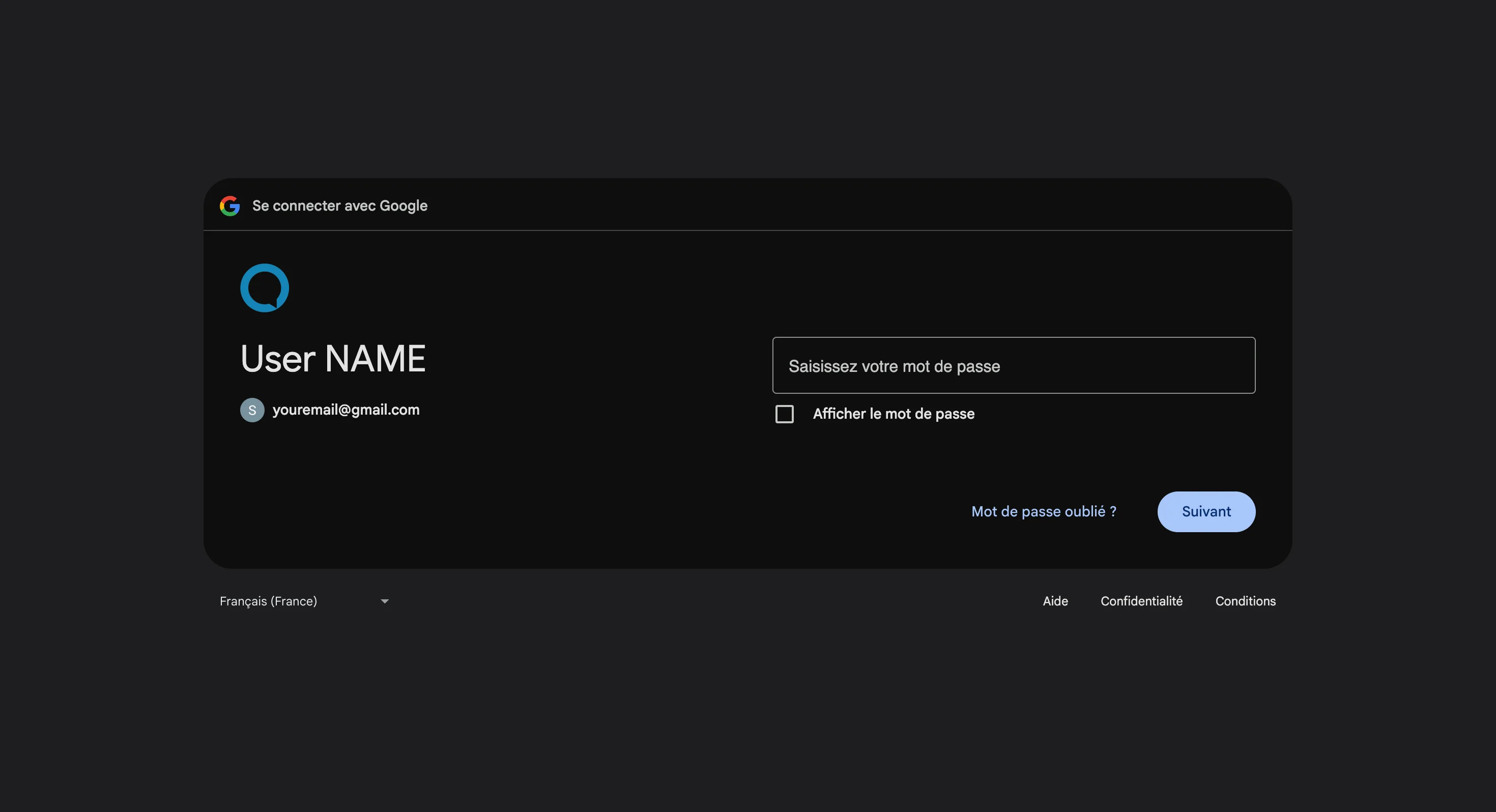google enter password