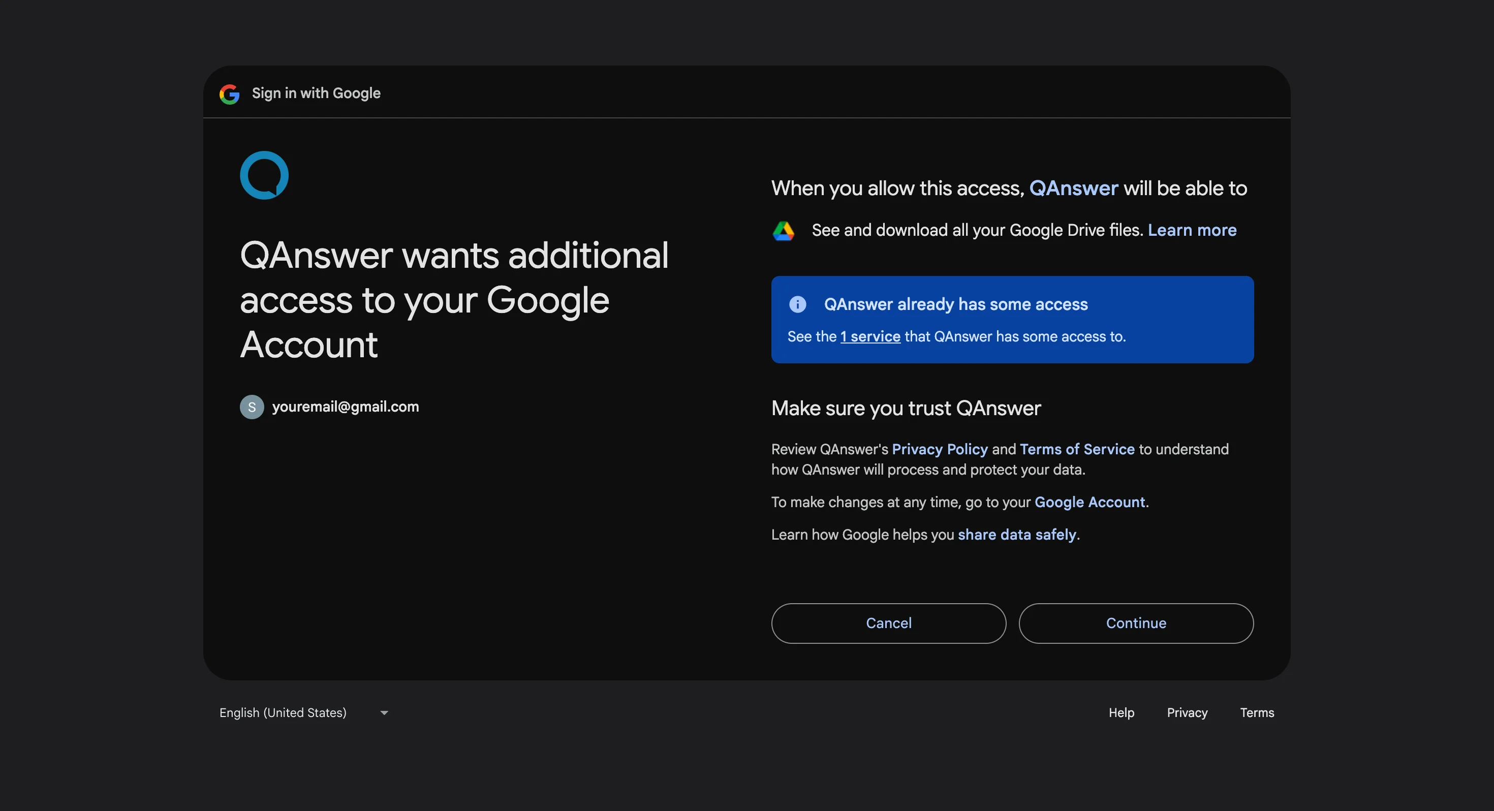 google validate Drive