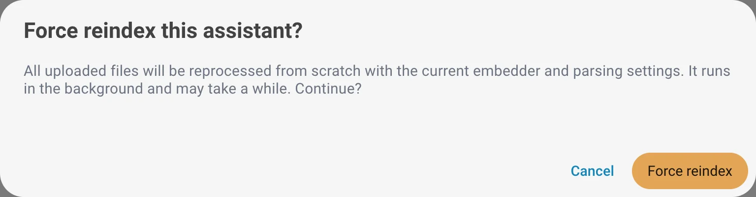 Force reindex confirmation dialog