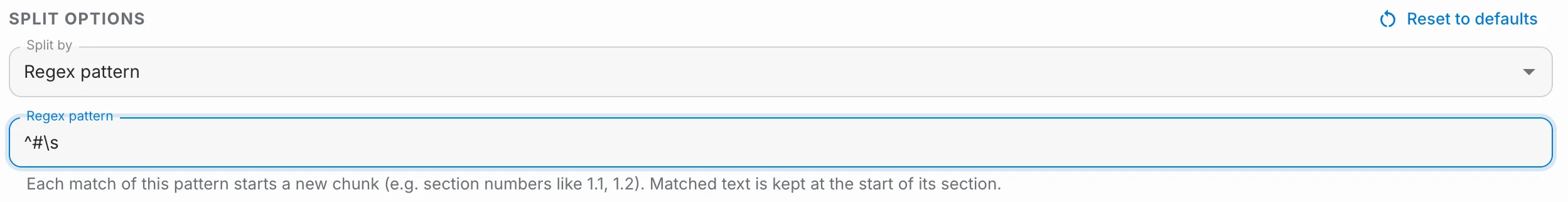Regex pattern field with the pattern ^#\s entered