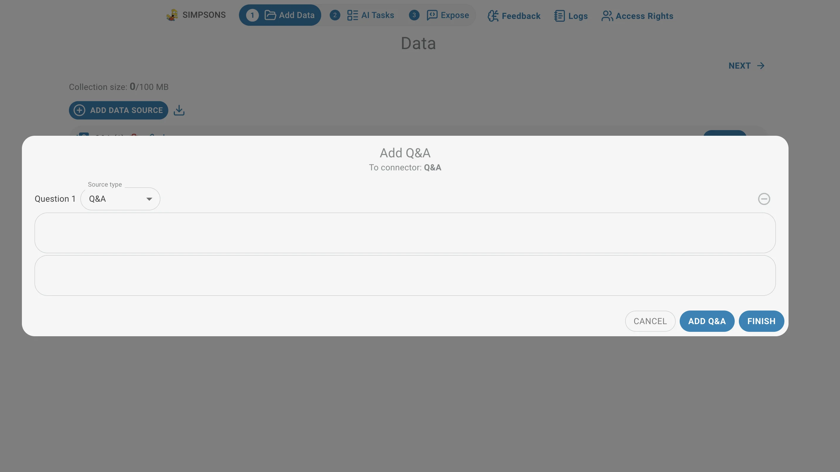 Add question popup