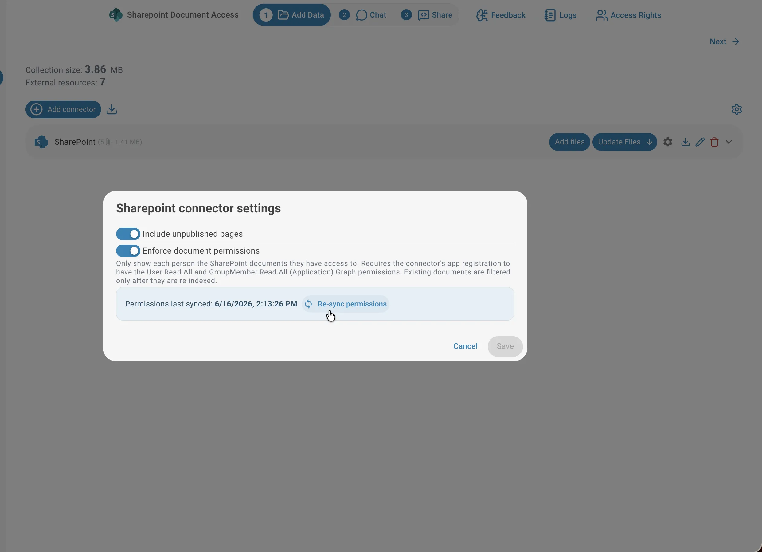 resync permissions button