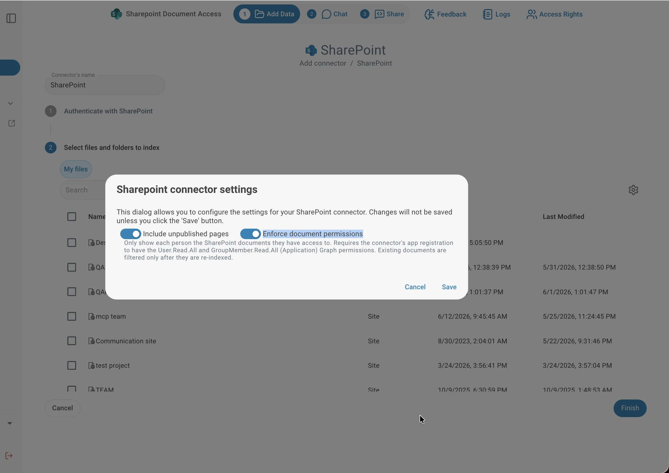 enforce document permissions toggle