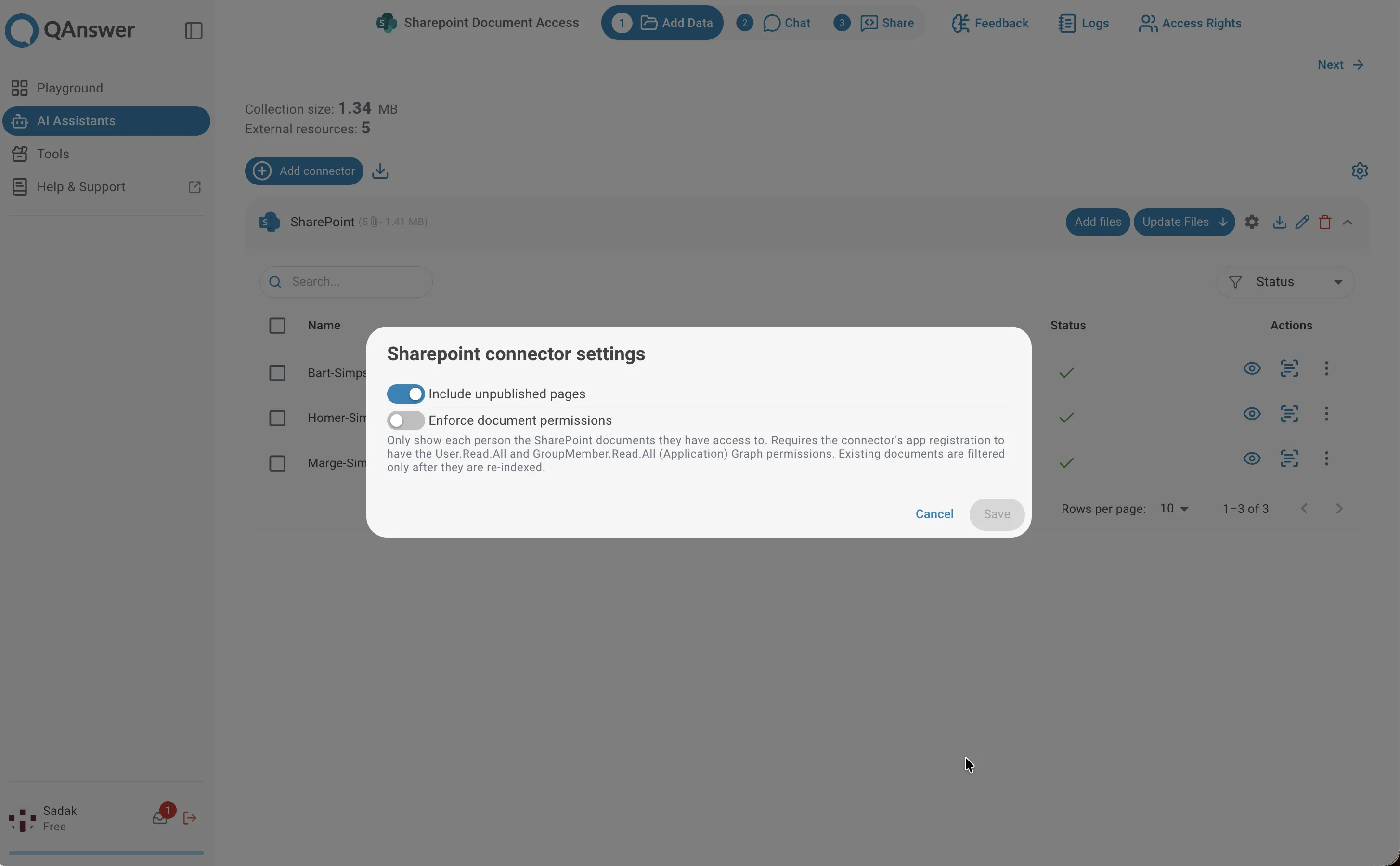 enforce document permissions toggle off