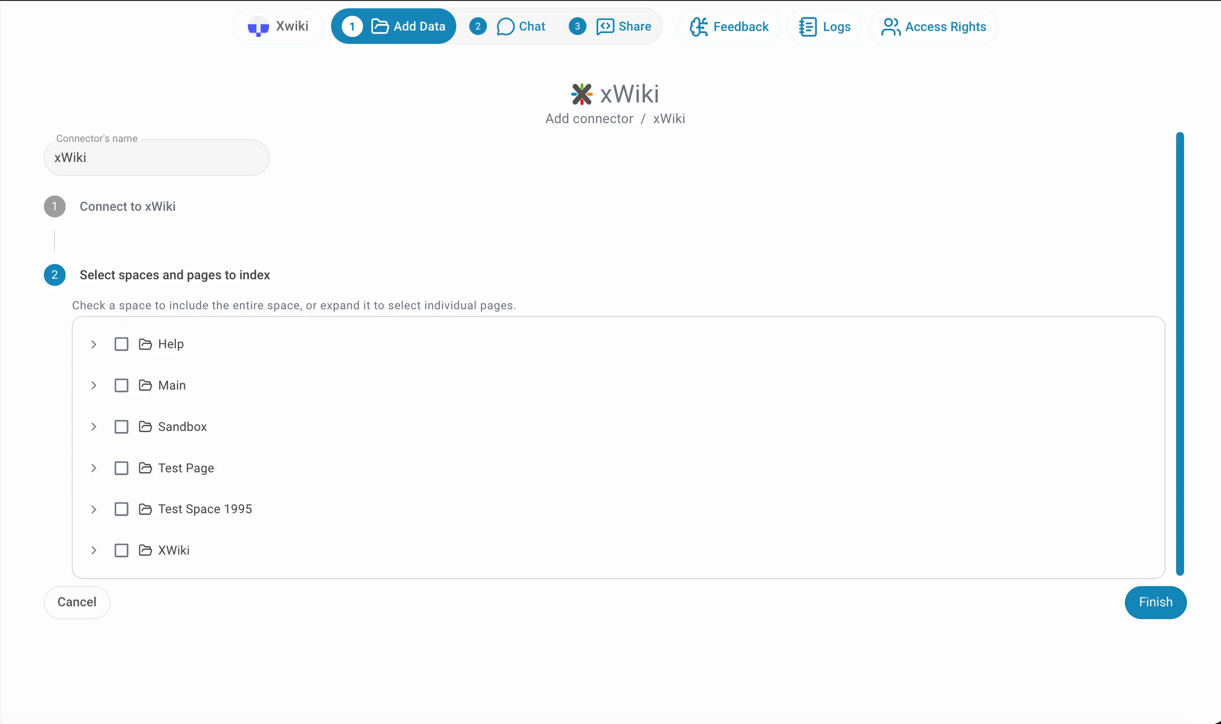 xwiki space selection