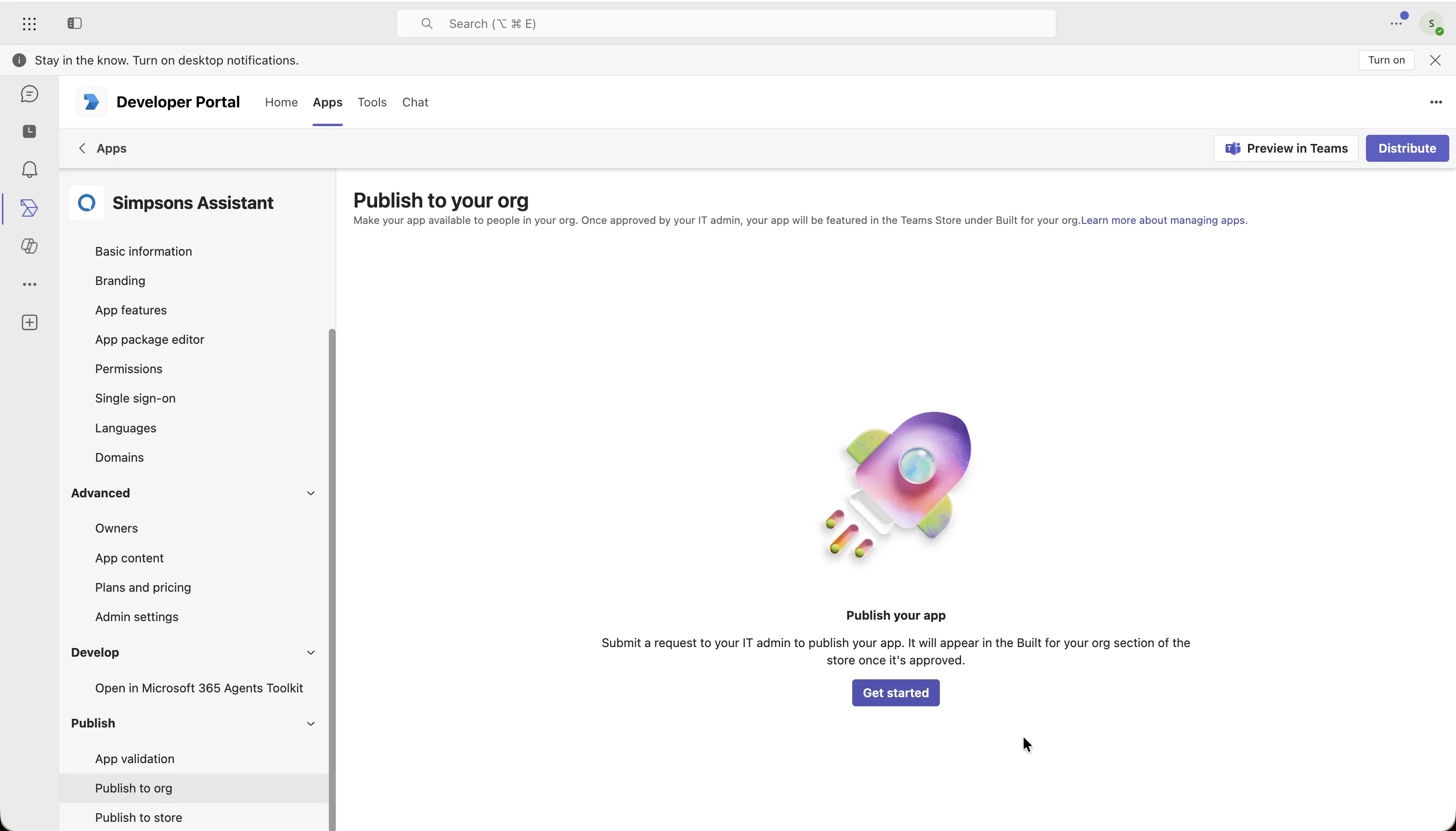 Publish the app to your organization in the Teams Developer Portal
