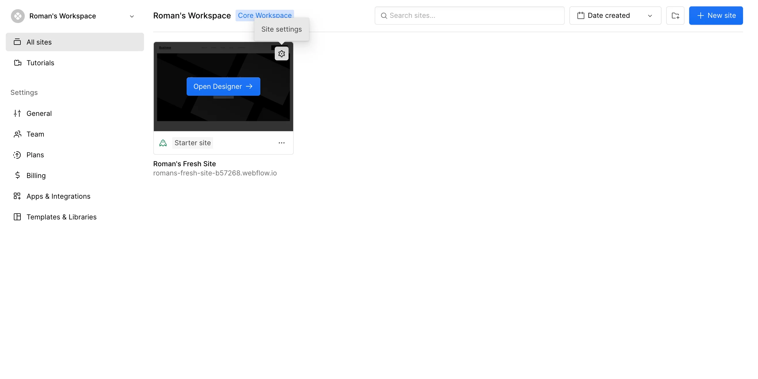 webflow settings