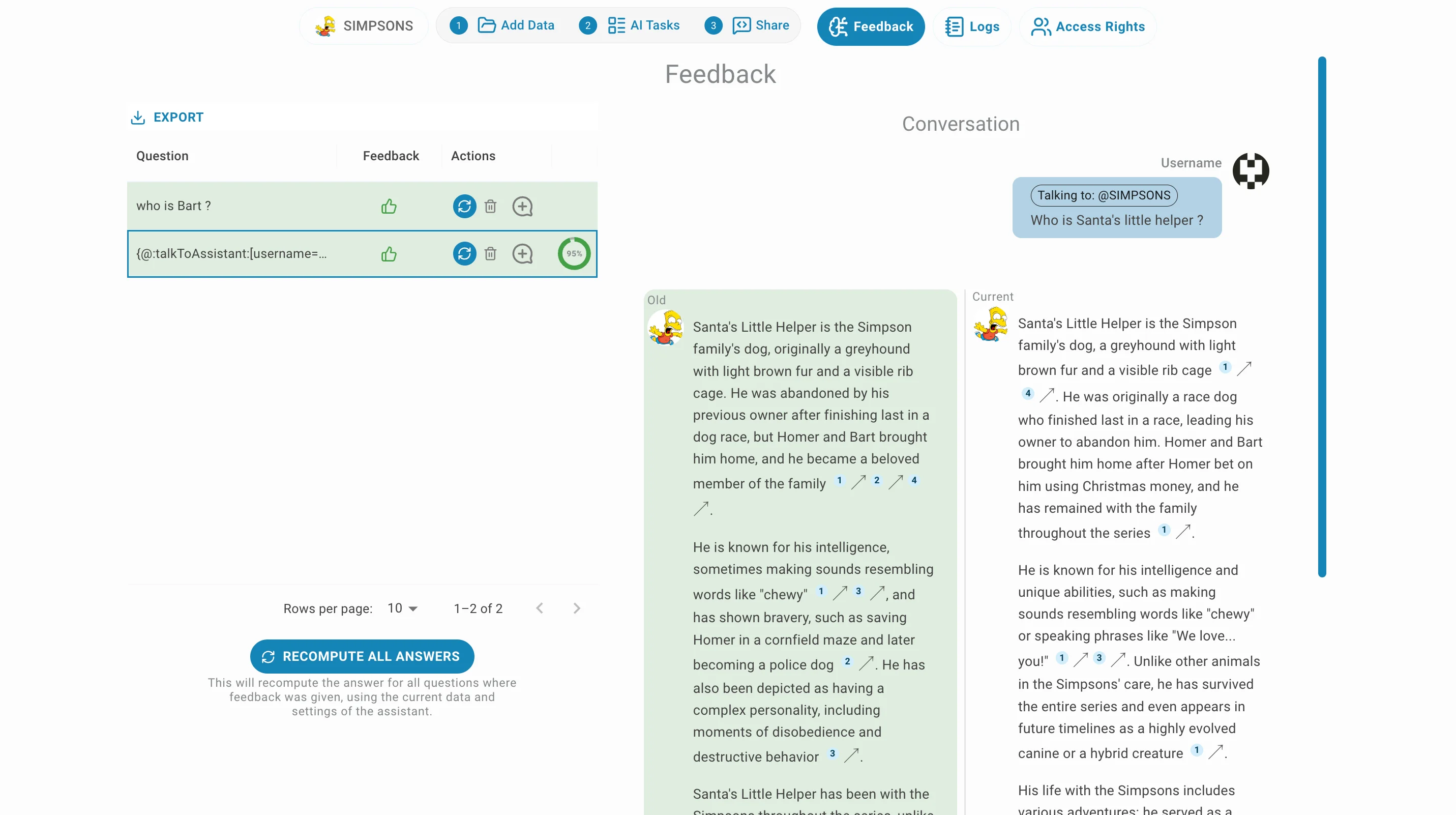 Feedback Evaluation Results